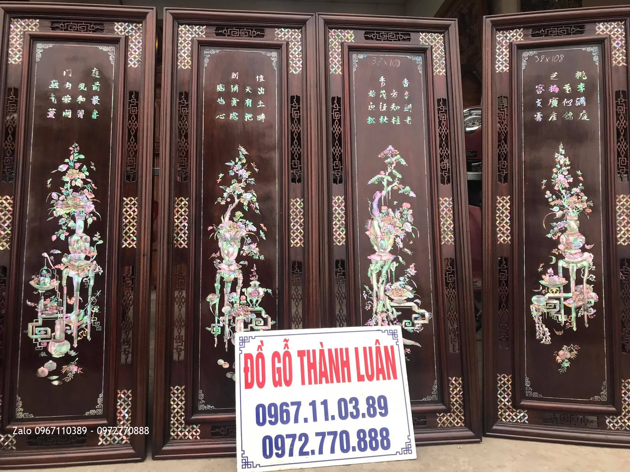 Tranh Tứ Quý - Tứ Bình Khảm Ốc Đỏ: