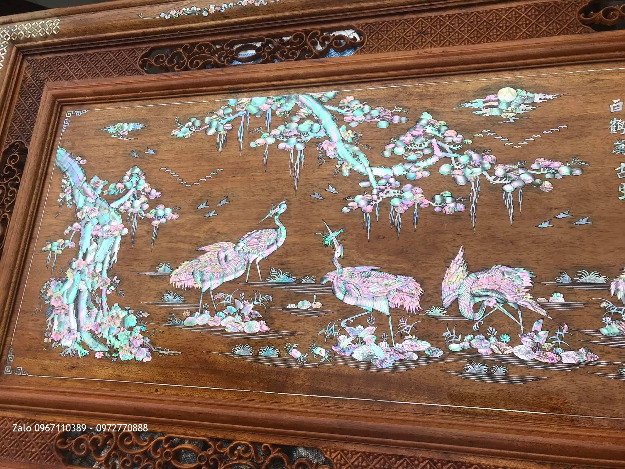 Tranh Khảm Tùng Hạc Diên Niên,.