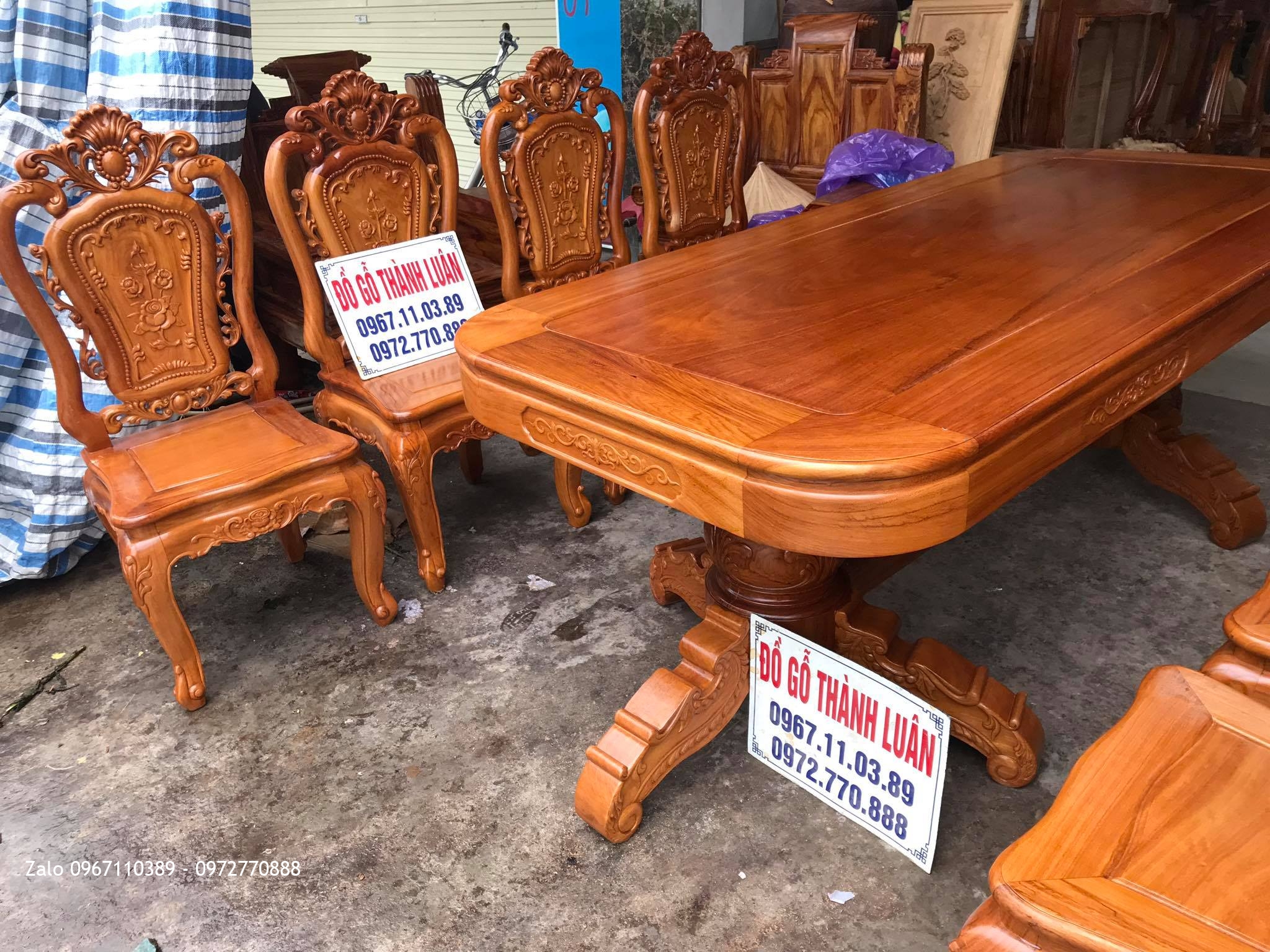 Bộ Bàn Ghế Ăn Mẫu Hoa Lan Tây Gỗ Gõ Đỏ Đục 2 Mặt , Anh Hưng Hà Đông Hà Nội..: