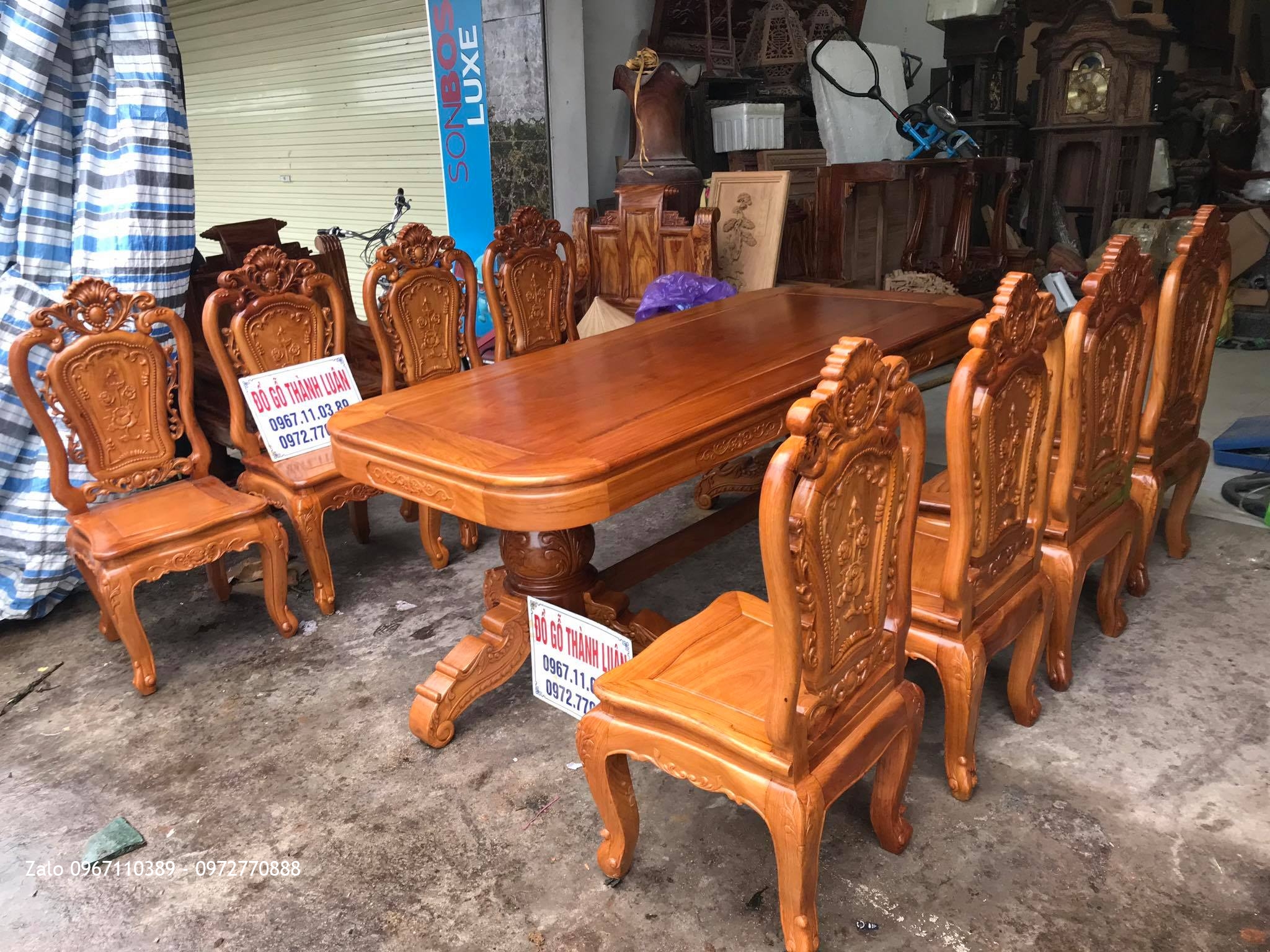 Bộ Bàn Ghế Ăn Mẫu Hoa Lan Tây Gỗ Gõ Đỏ Đục 2 Mặt , Anh Hưng Hà Đông Hà Nội: