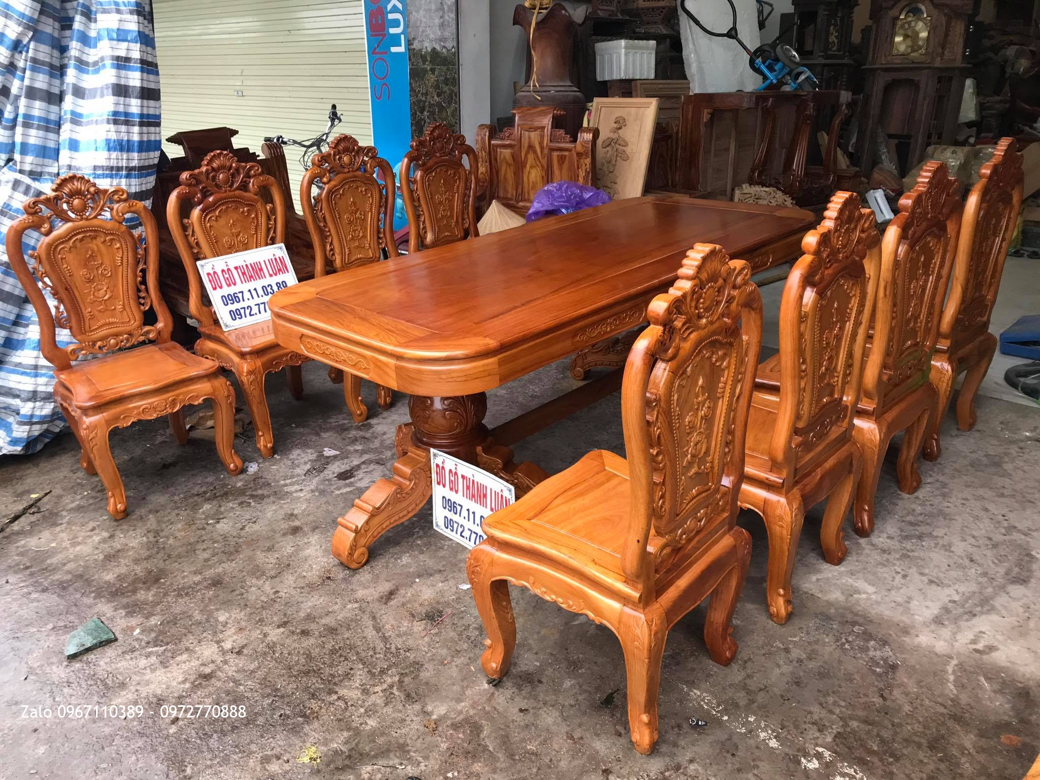 Bộ Bàn Ghế Ăn Mẫu Hoa Lan Tây Gỗ Gõ Đỏ Đục 2 Mặt , Anh Hưng Hà Đông Hà Nội::