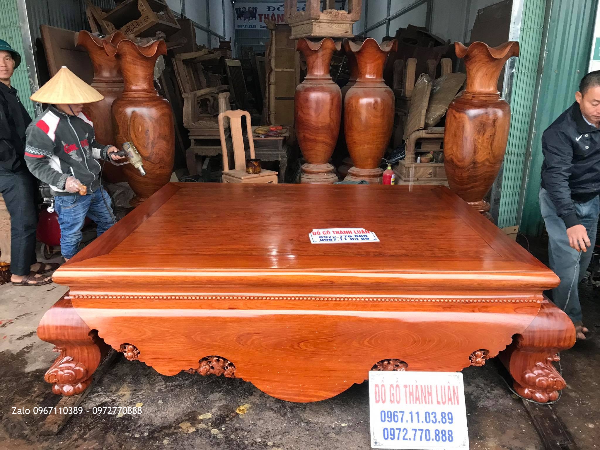 Bộ Sập Cẩm Lai 1 Lá và Đôi Lọ Lộc Bình Gỗ Hương.Bác Hanh  - T.T Ân Thi, Hưng Yên