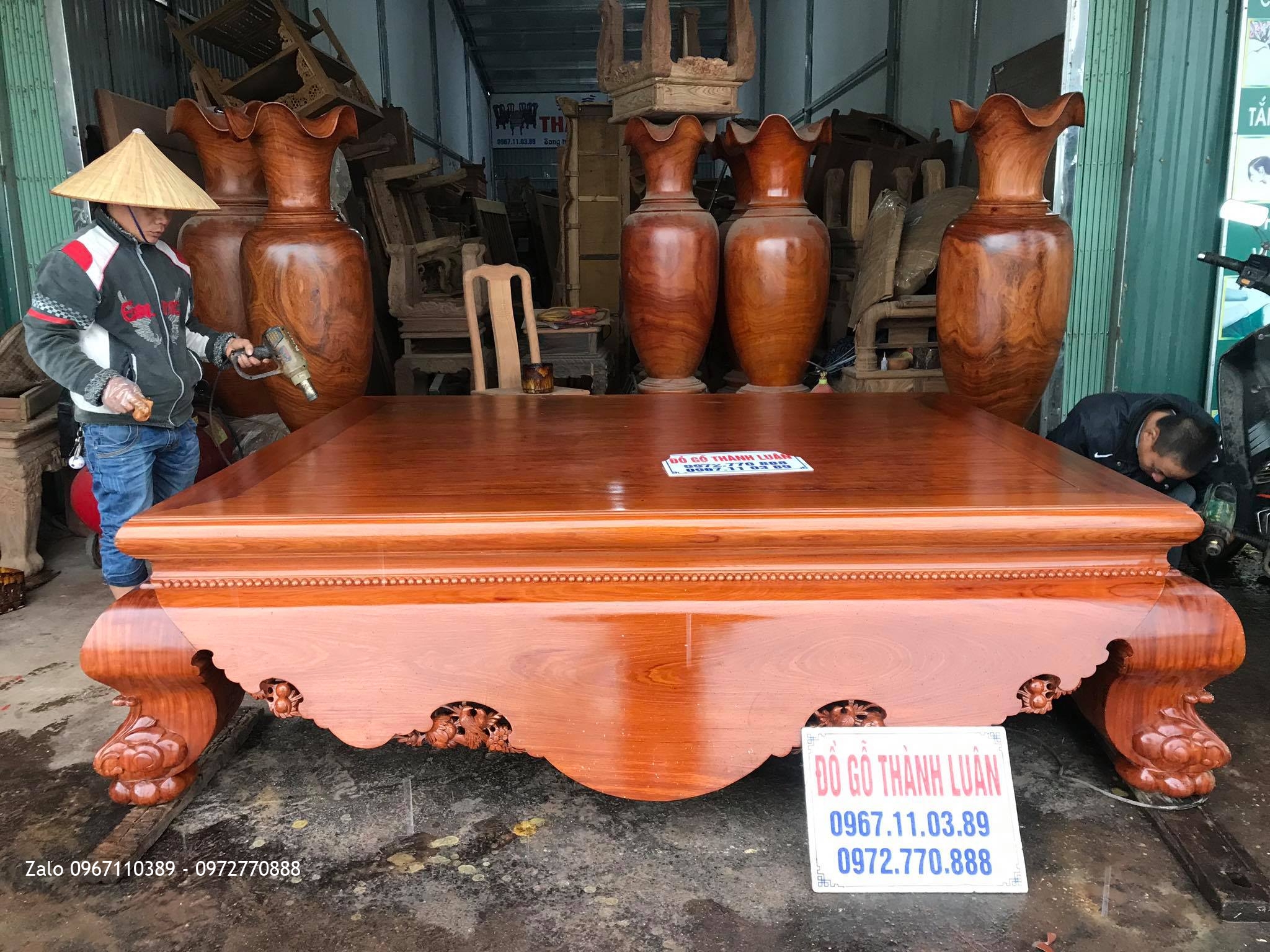 Bộ Sập Cẩm Lai 1 Lá và Đôi Lọ Lộc Bình Gỗ Hương.Bác Hanh  - T.T Ân Thi, Hưng Yên