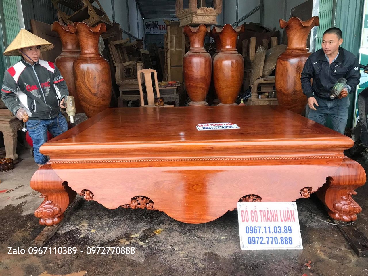 Bộ Sập Cẩm Lai 1 Lá và Đôi Lọ Lộc Bình Gỗ Hương.Bác Hanh  - T.T Ân Thi, Hưng Yên