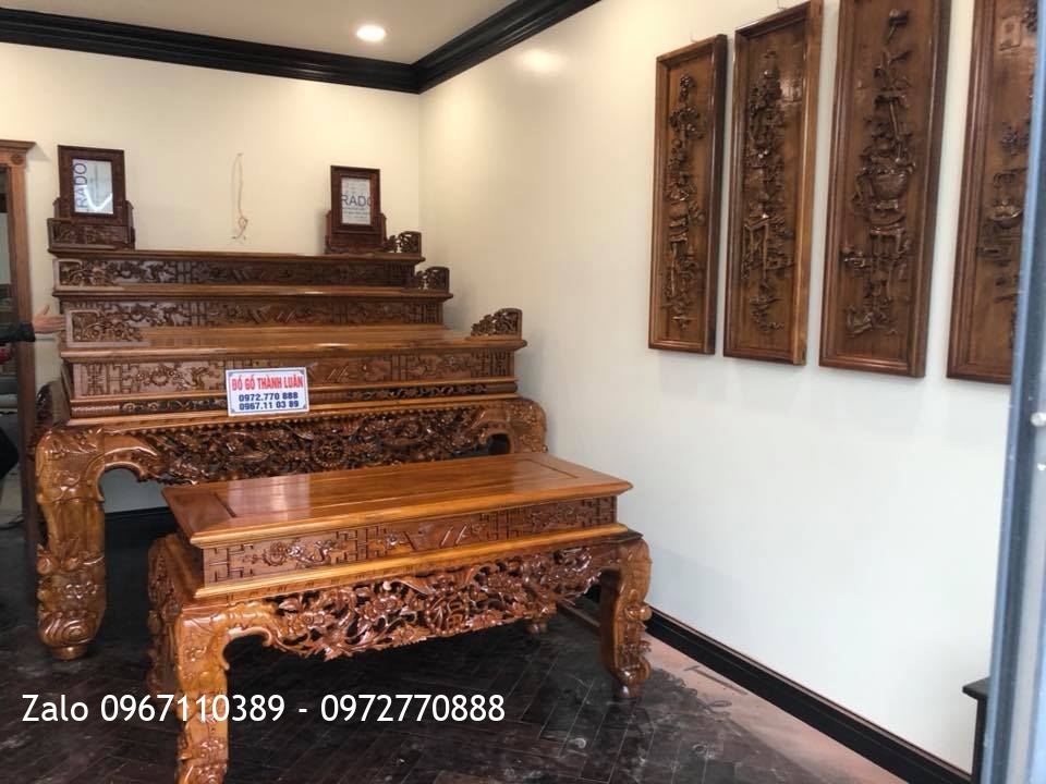 Bộ Sập Thờ Tam Cấp Mai Điểu Gỗ Gụ. Anh Tân Vinhome Hải Phòng.