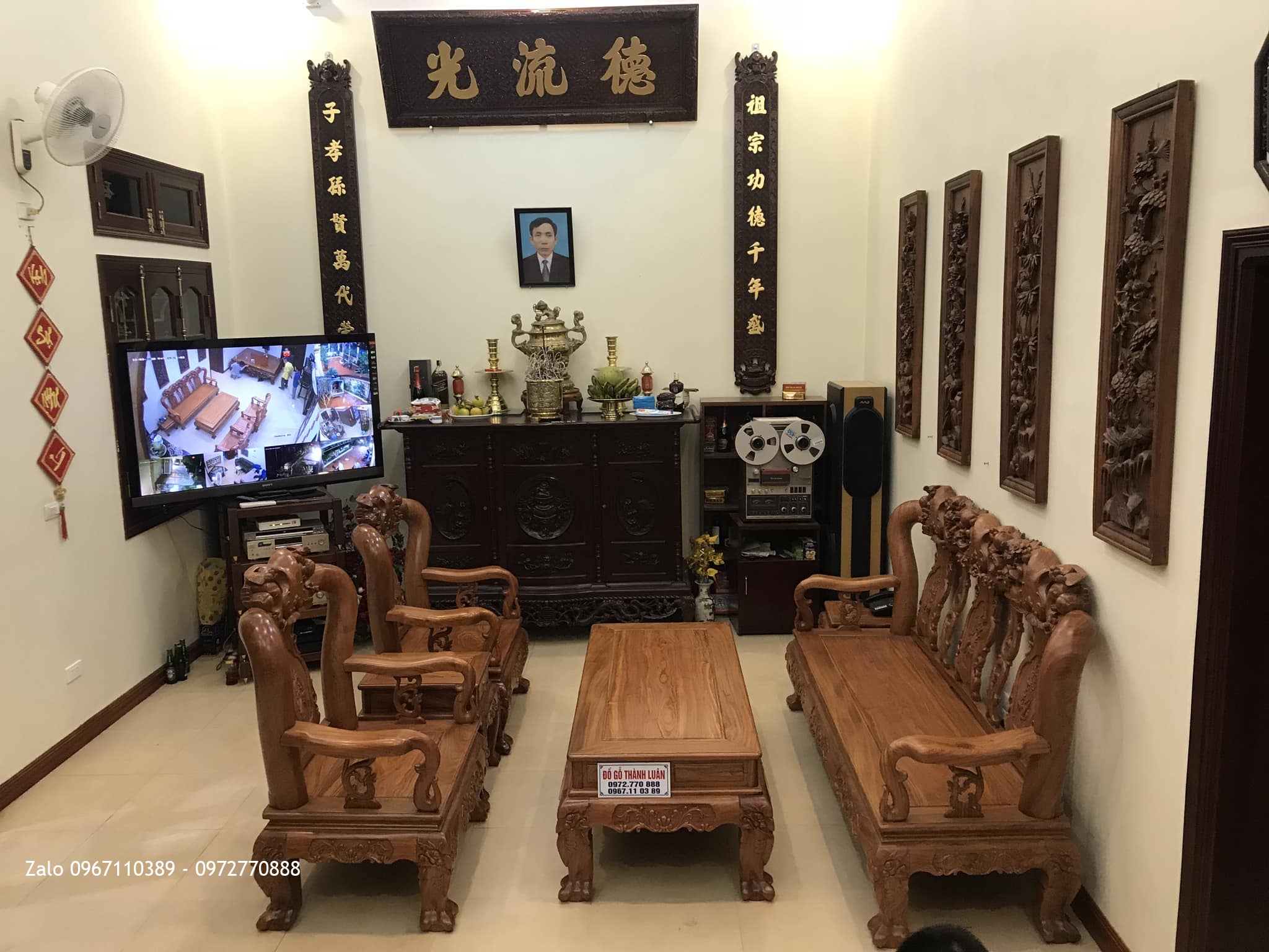 Bàn Giao Sập Cẩm, Tủ Chè, Hoành Phi, Tranh Phi Tại GĐ Chú Thuân Phù Cừ Hưng Yên.