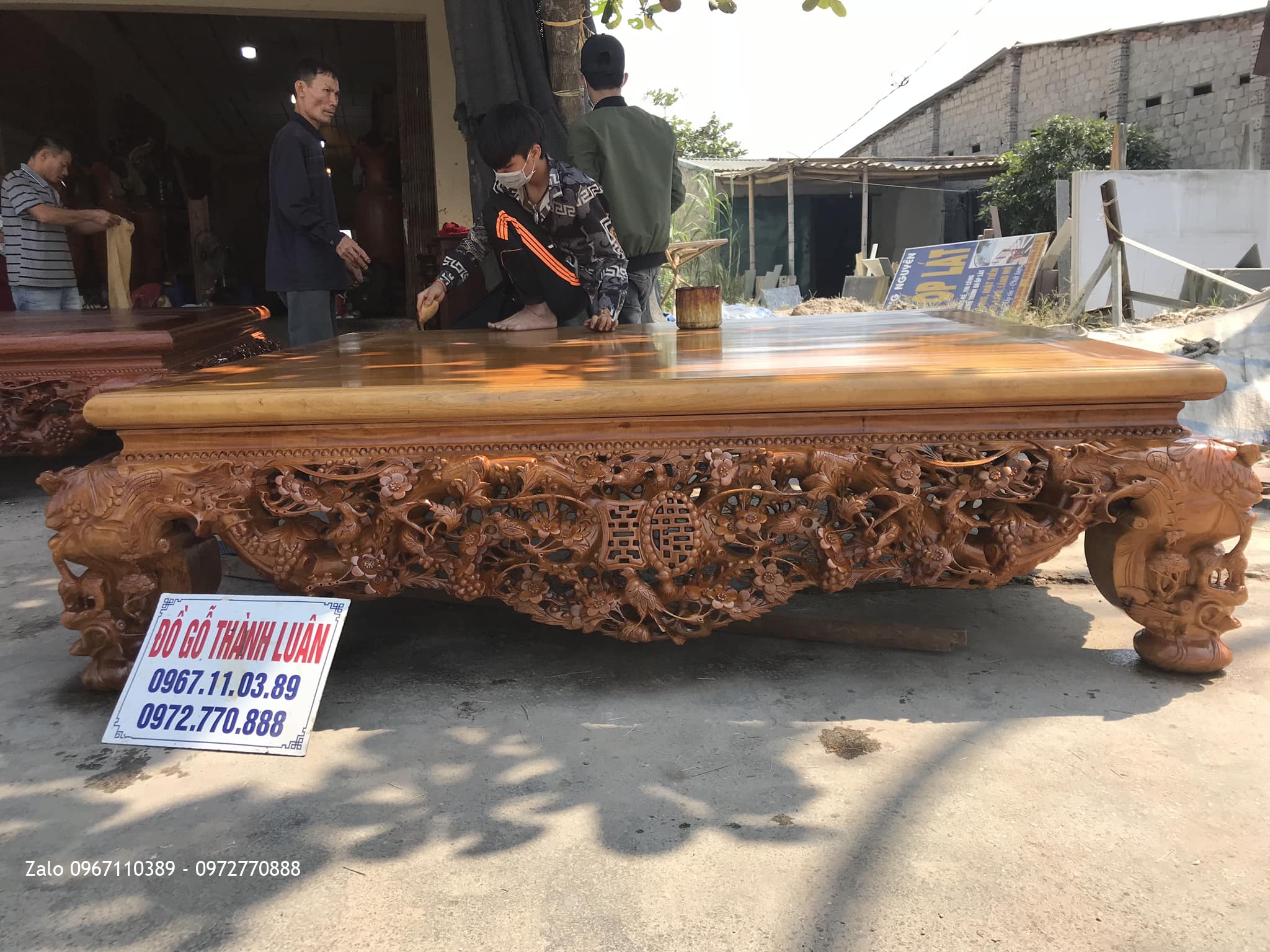 Sập Thập Điểu Quần Mai Gỗ Gụ. Khách Hàng Quốc Oai HN