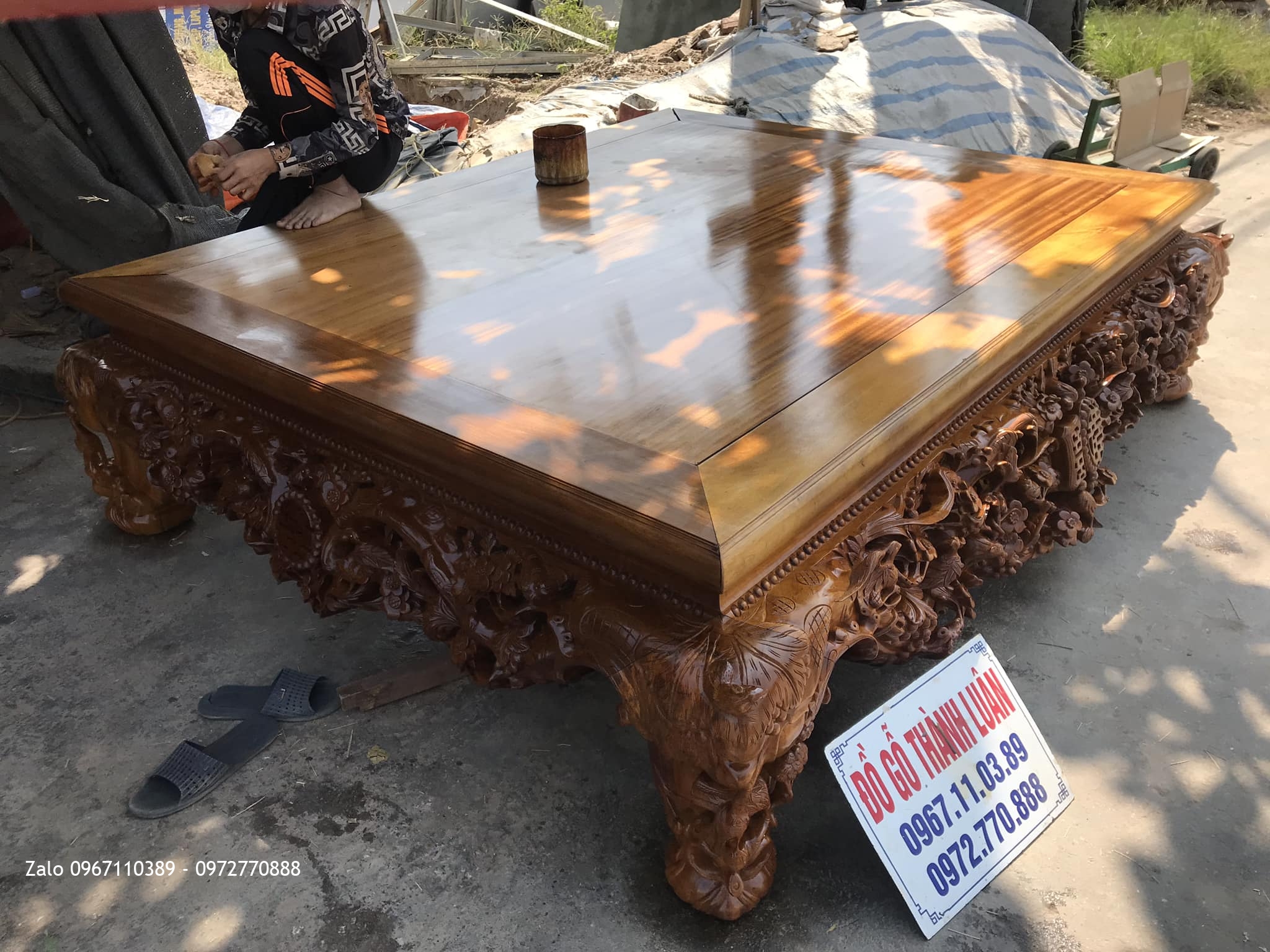 Sập Thập Điểu Quần Mai Gỗ Gụ. Khách Hàng Quốc Oai HN.