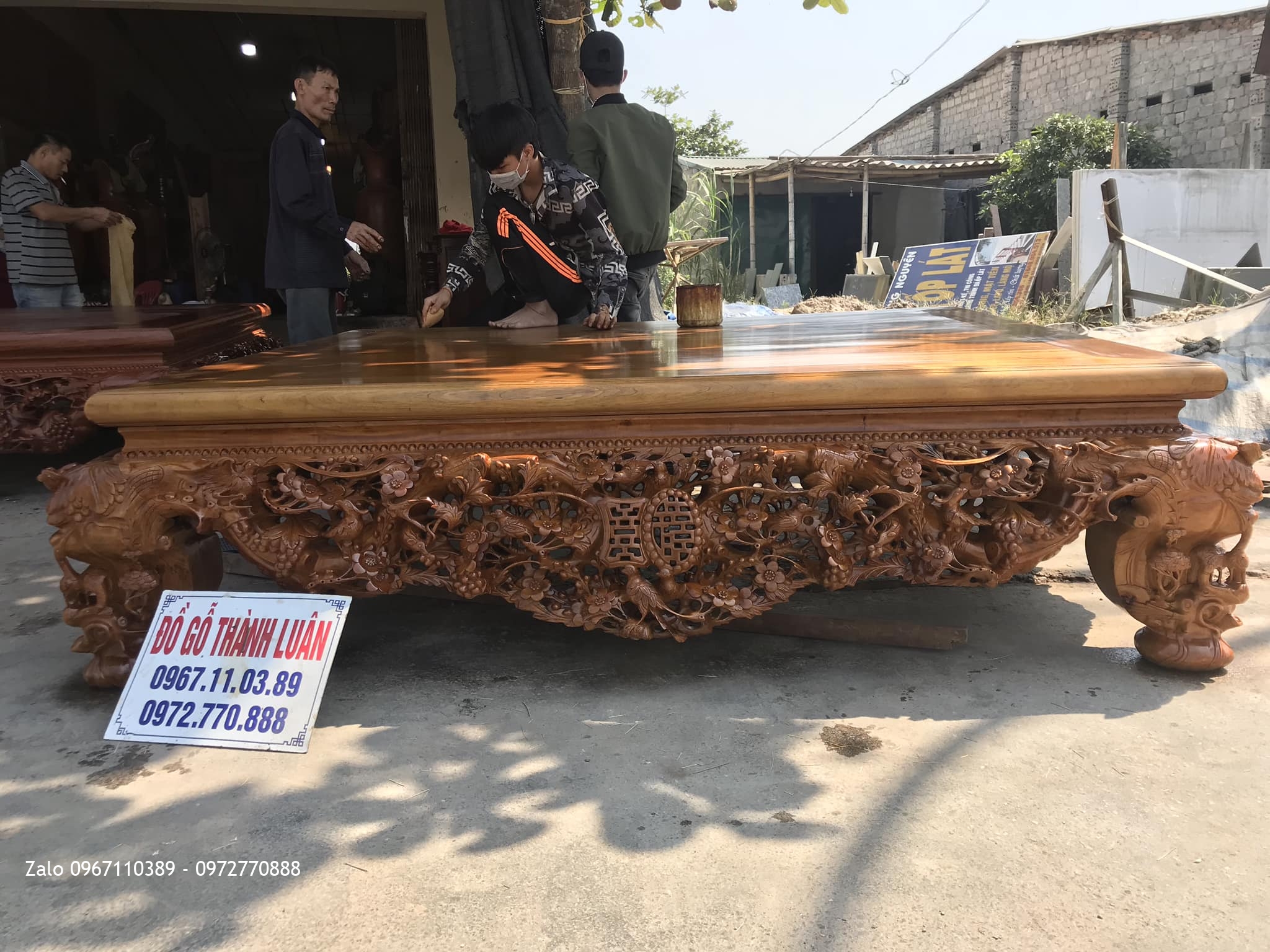 Sập Thập Điểu Quần Mai Gỗ Gụ. Khách Hàng Quốc Oai HN.