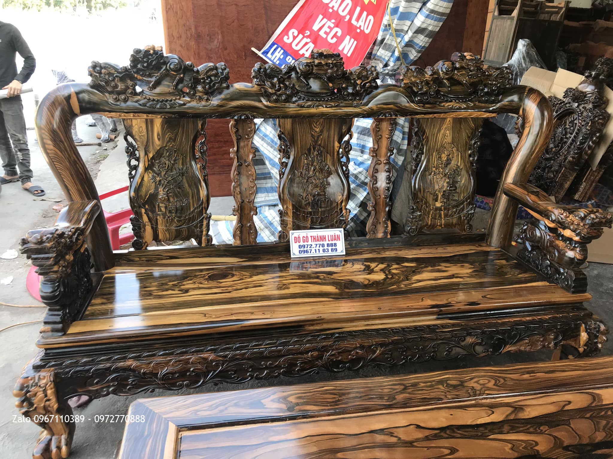 Bộ Bàn Ghế Minh Nghê Gỗ Mun, Kệ Tivi. Khách Hàng TPHCM::::