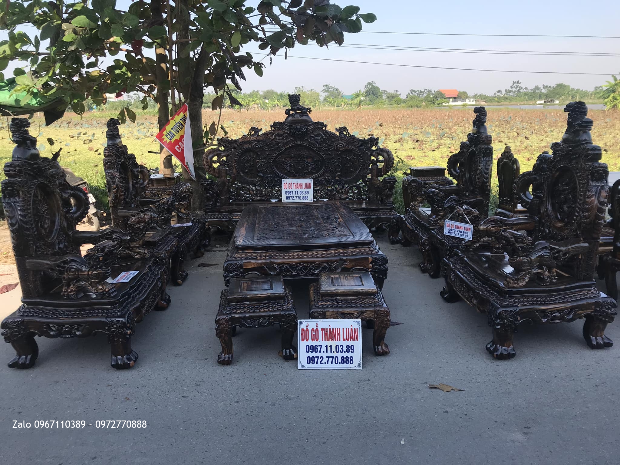 Bộ Bàn Ghế Đỉnh Rồng Gỗ Mun 12 Món Siêu Víp. Anh Đồng Quận 10 TPHCM