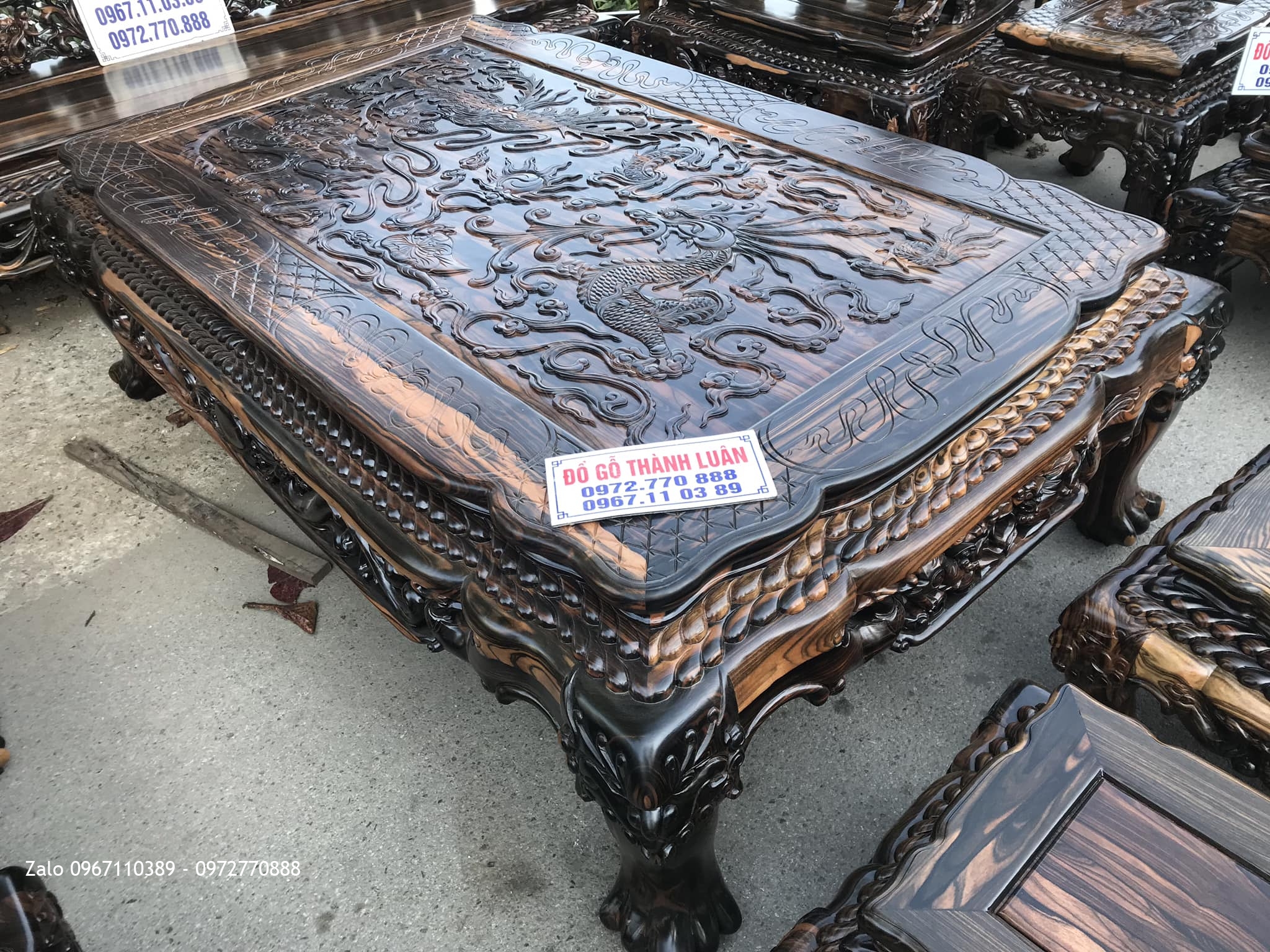 Bộ Bàn Ghế Đỉnh Rồng Gỗ Mun 12 Món Siêu Víp. Anh Đồng Quận 10 TPHCM,,,