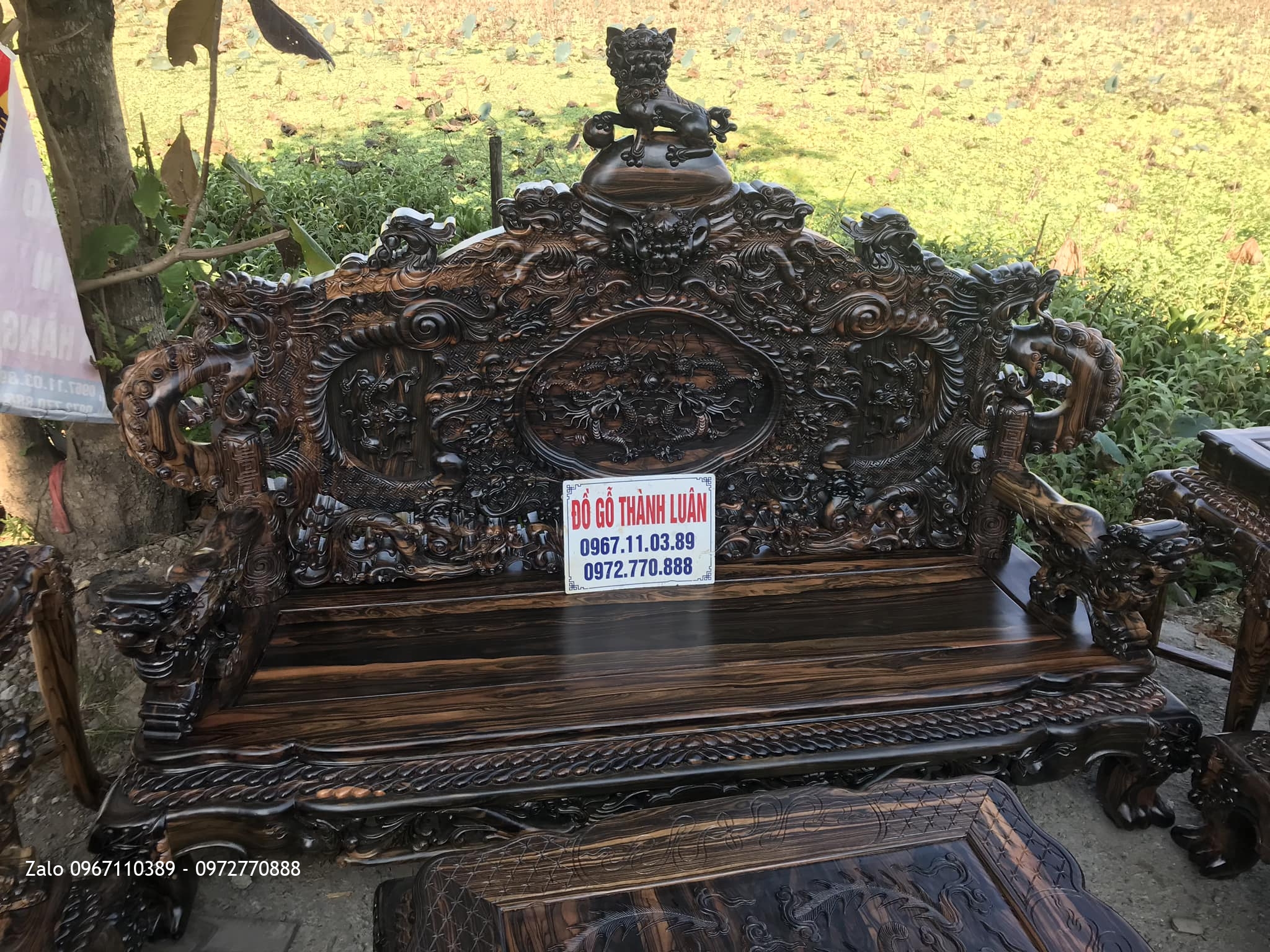 Bộ Bàn Ghế Đỉnh Rồng Gỗ Mun 12 Món Siêu Víp. Anh Đồng Quận 10 TPHCM...