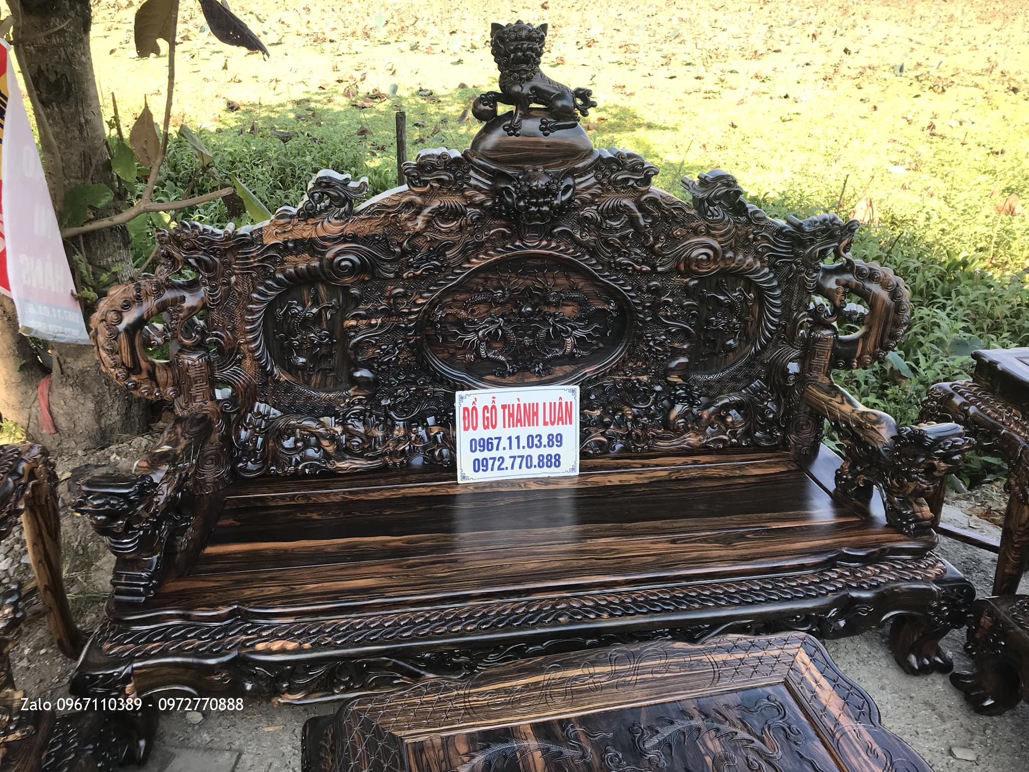 Bộ Bàn Ghế Đỉnh Rồng Gỗ Mun 12 Món Siêu Víp. Anh Đồng Quận 10 TPHCM..