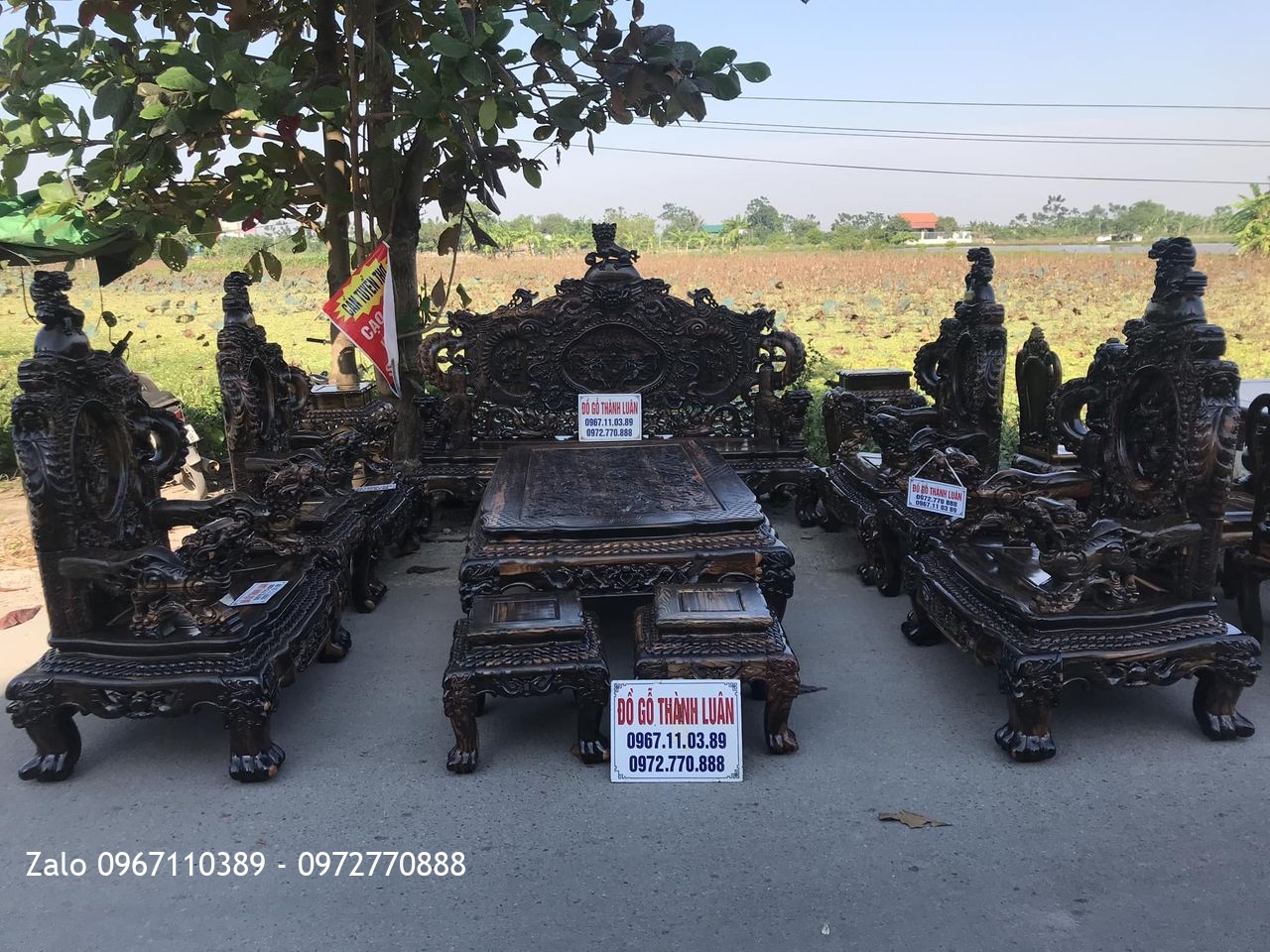 Bộ Bàn Ghế Đỉnh Rồng Gỗ Mun 12 Món Siêu Víp. Anh Đồng Quận 10 TPHCM