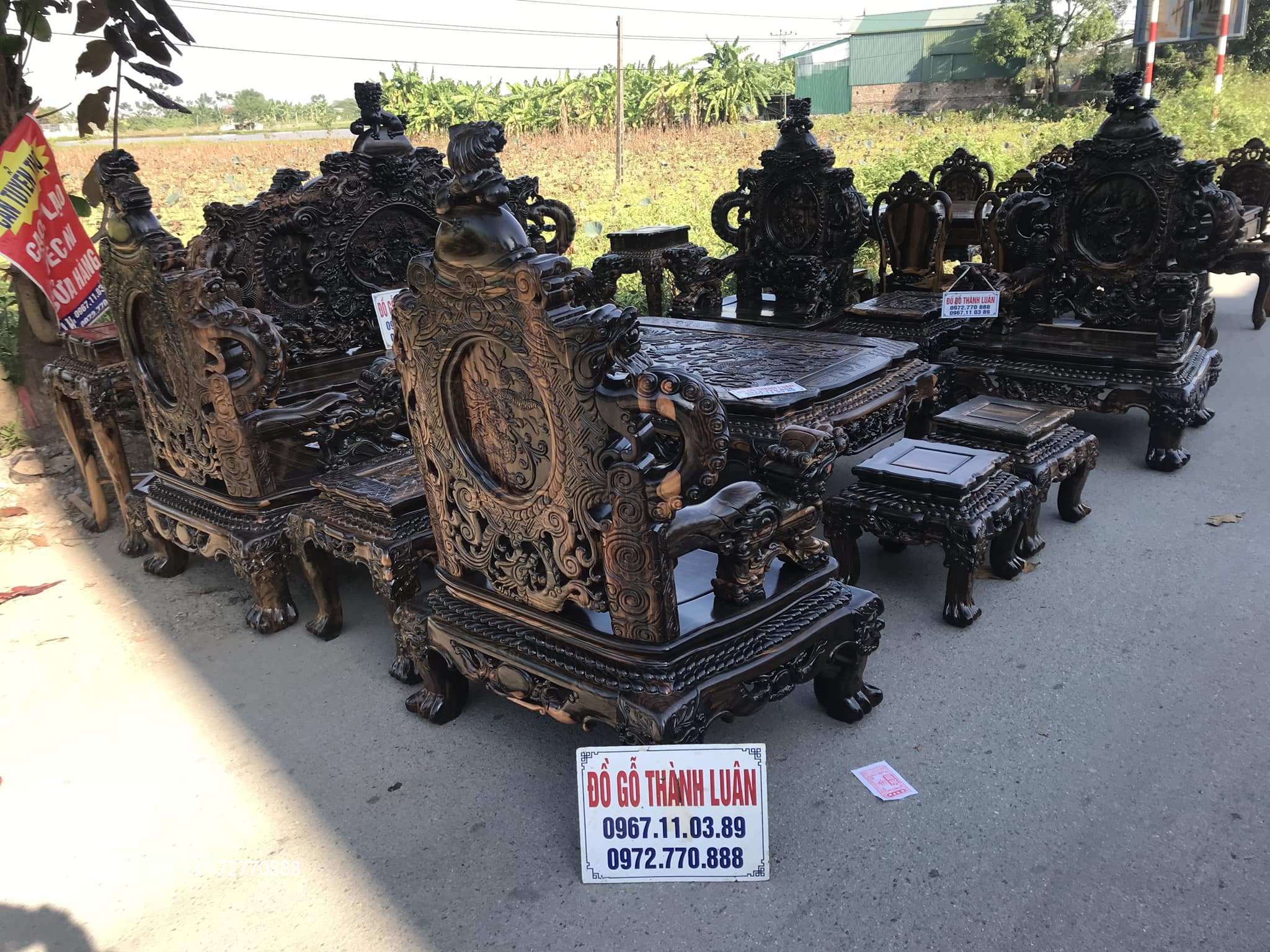 Bộ Bàn Ghế Đỉnh Rồng Gỗ Mun 12 Món Siêu Víp. Anh Đồng Quận 10 TPHCM@