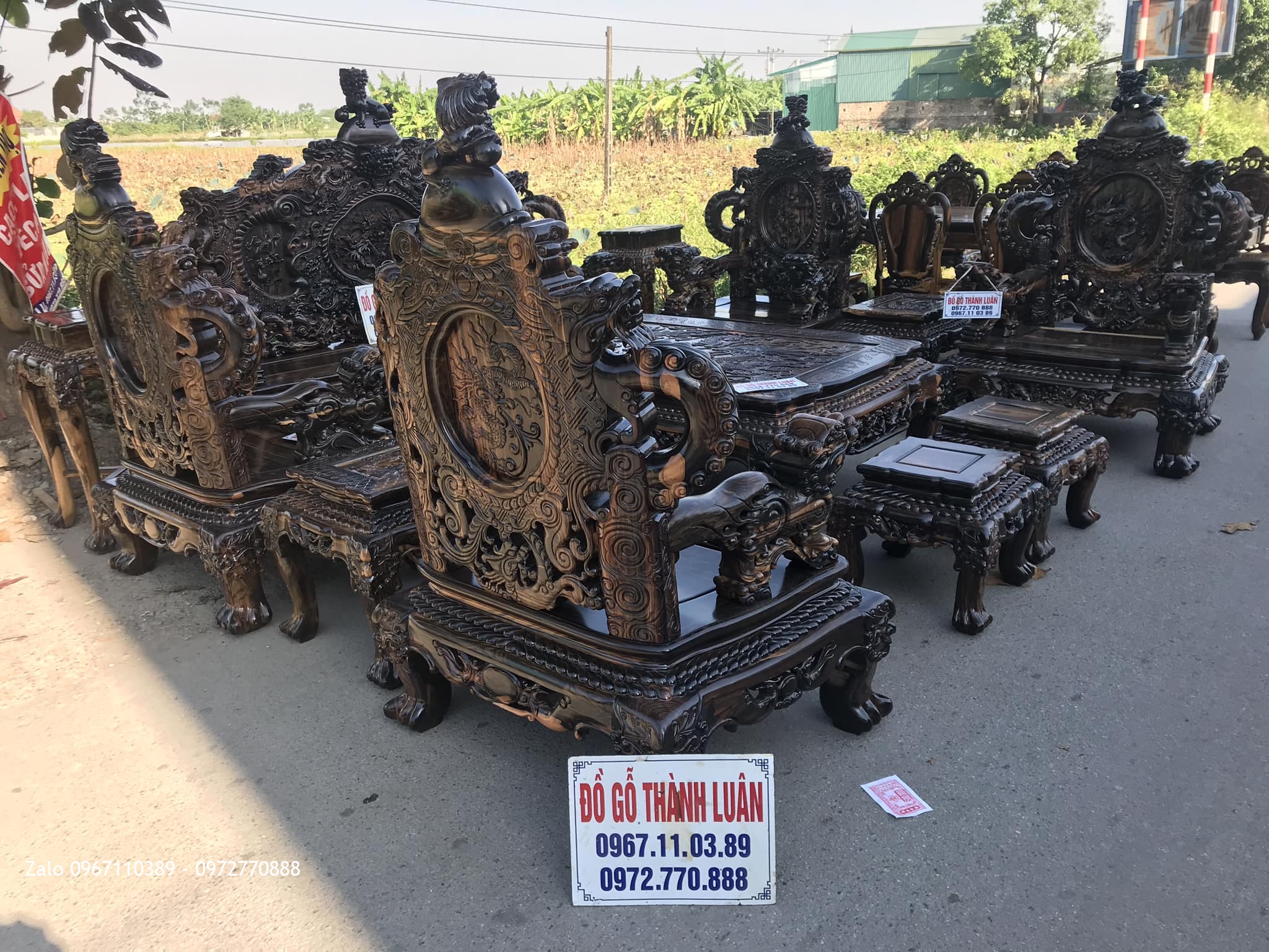 Bộ Bàn Ghế Đỉnh Rồng Gỗ Mun 12 Món Siêu Víp. Anh Đồng Quận 10 TPHCM@