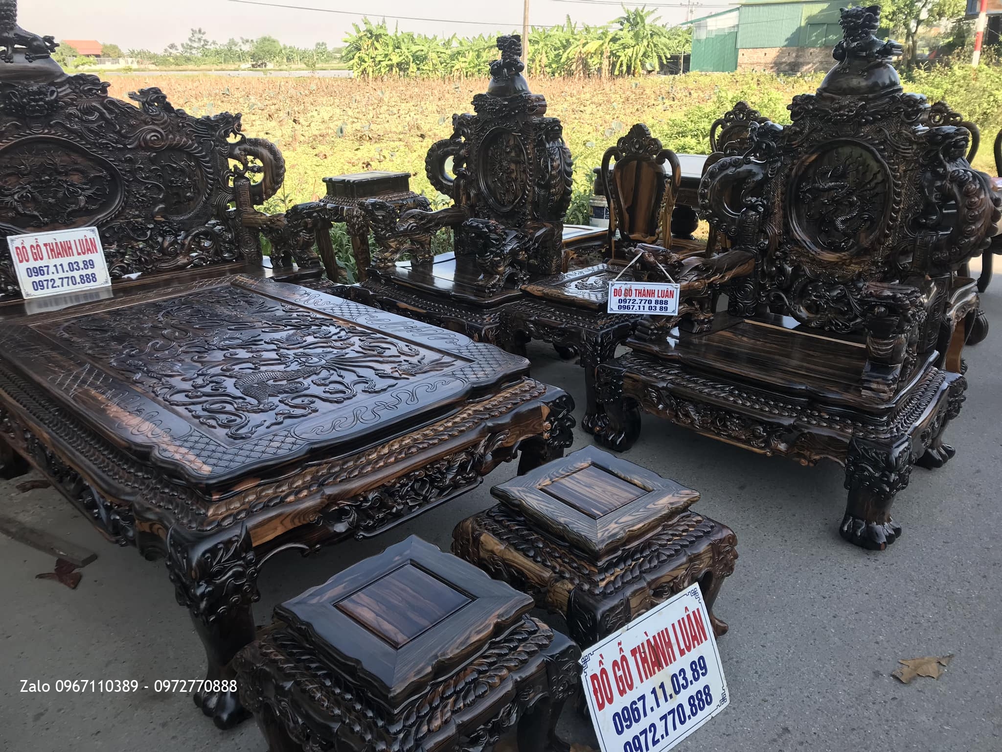 Bộ Bàn Ghế Đỉnh Rồng Gỗ Mun 12 Món Siêu Víp. Anh Đồng Quận 10 TPHCM:.