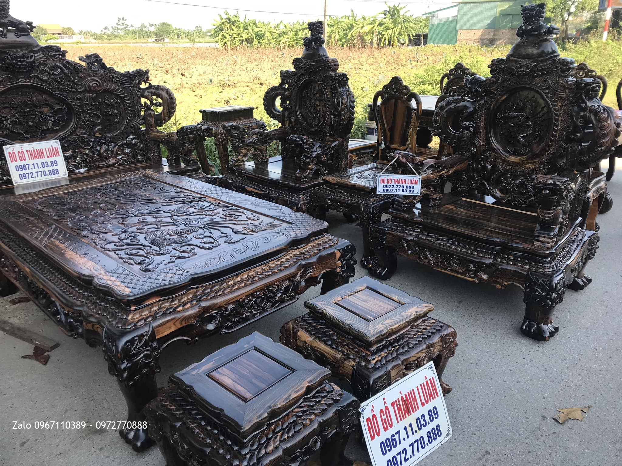 Bộ Bàn Ghế Đỉnh Rồng Gỗ Mun 12 Món Siêu Víp. Anh Đồng Quận 10 TPHCM: