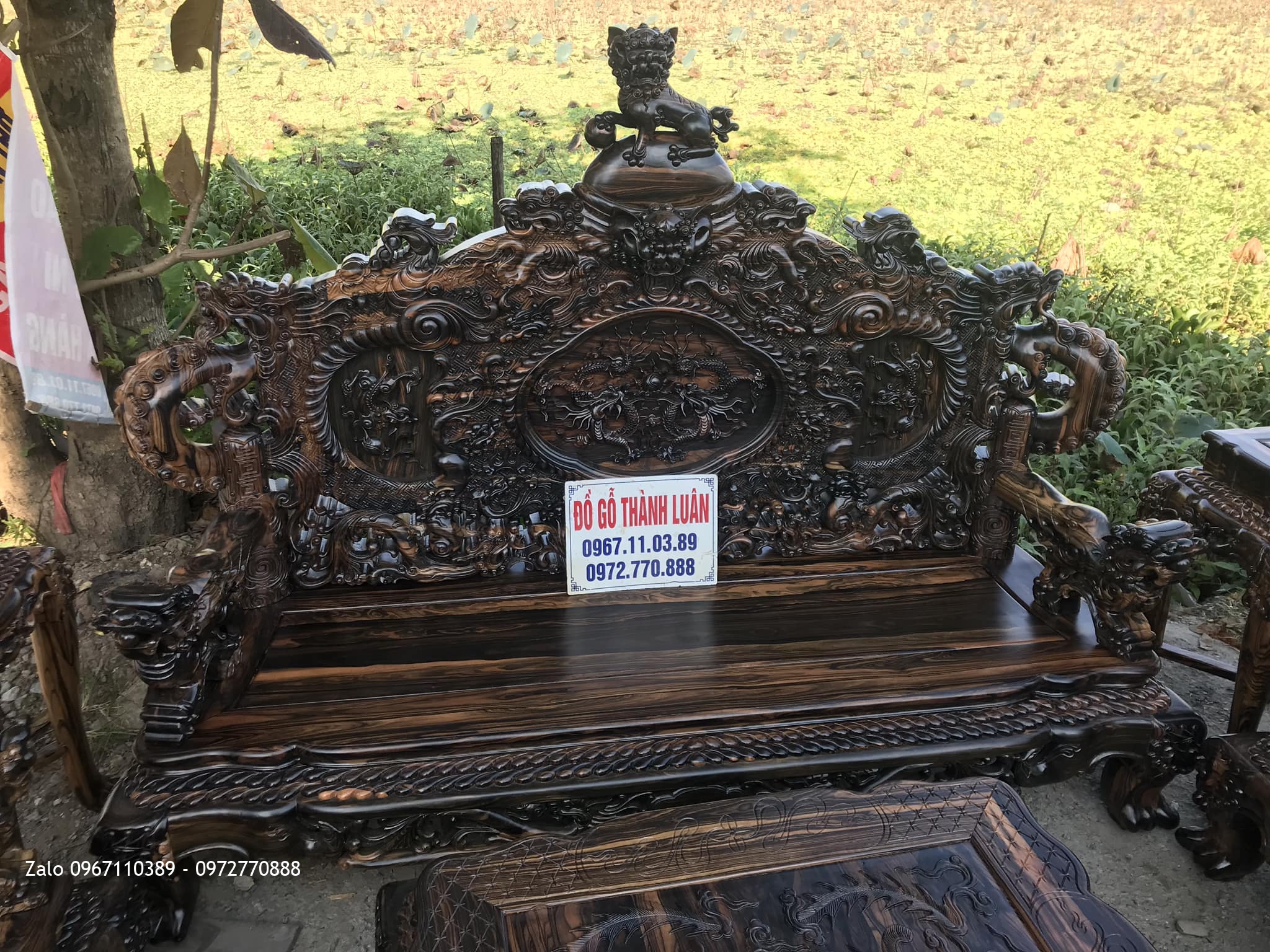 Bộ Bàn Ghế Đỉnh Rồng Gỗ Mun 12 Món Siêu Víp. Anh Đồng Quận 10 TPHCM::