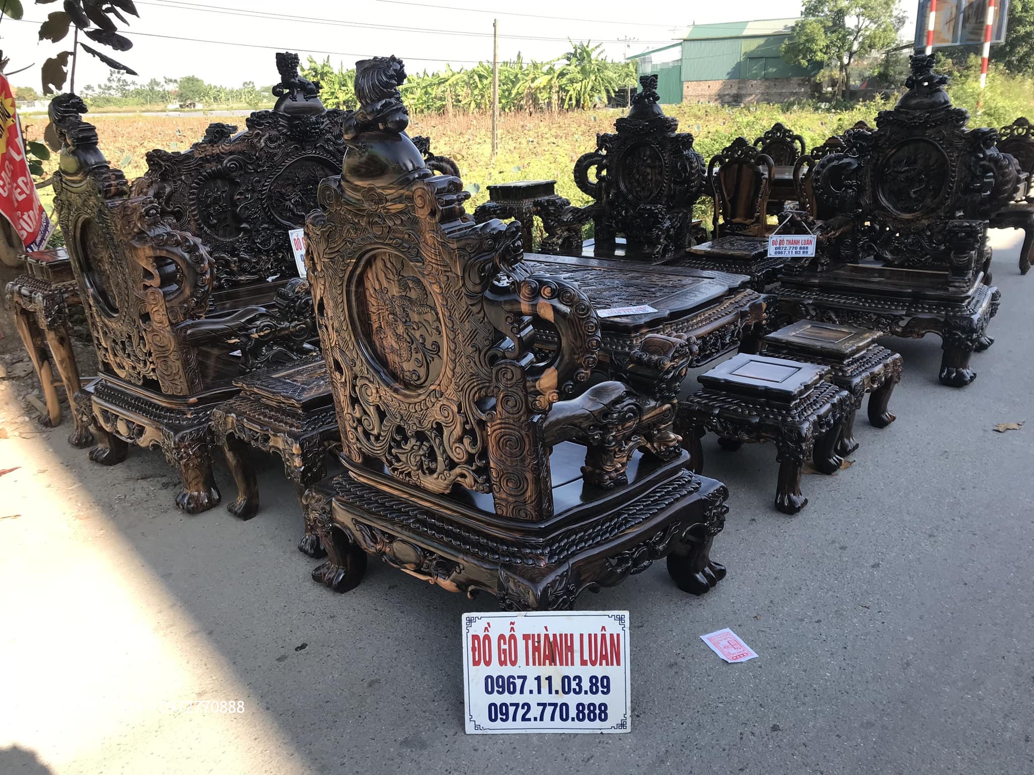 Bộ Bàn Ghế Đỉnh Rồng Gỗ Mun 12 Món Siêu Víp. Anh Đồng Quận 10 TPHCM:::.