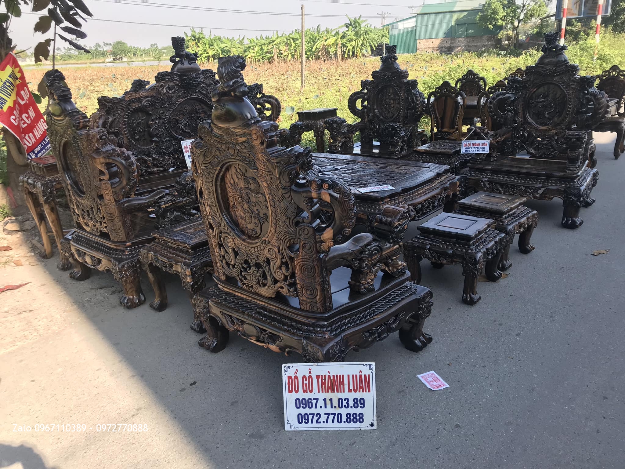 Bộ Bàn Ghế Đỉnh Rồng Gỗ Mun 12 Món Siêu Víp. Anh Đồng Quận 10 TPHCMư