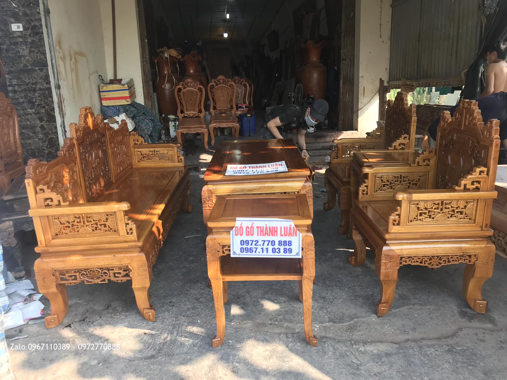 Bộ Trường Kỷ Huế Đục Cỗ Đồ Gỗ Gụ 6 Món. Khách Dương Nội Hà Đông