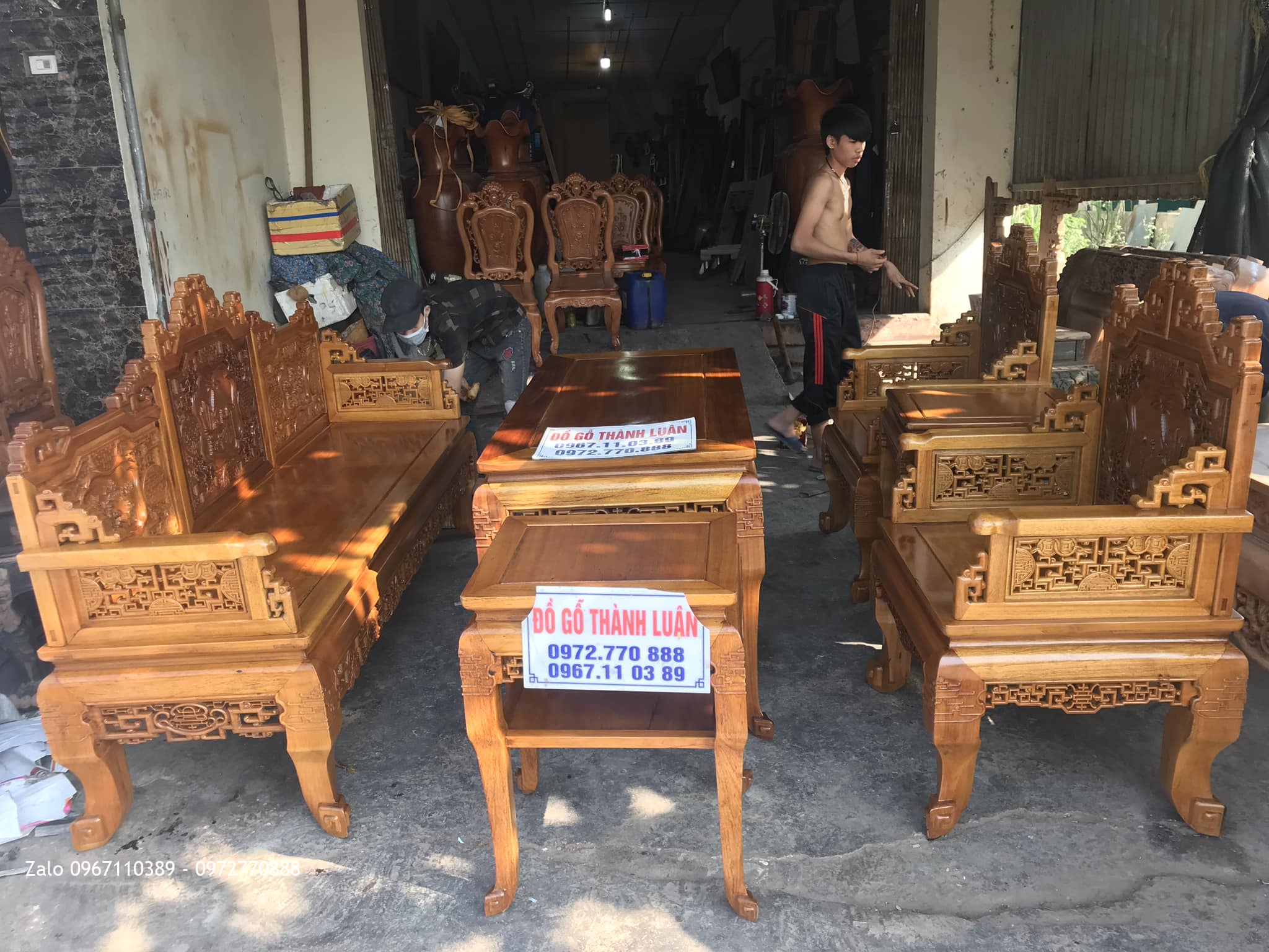 Bộ Trường Kỷ Huế Đục Cỗ Đồ Gỗ Gụ 6 Món. Khách Dương Nội Hà Đông