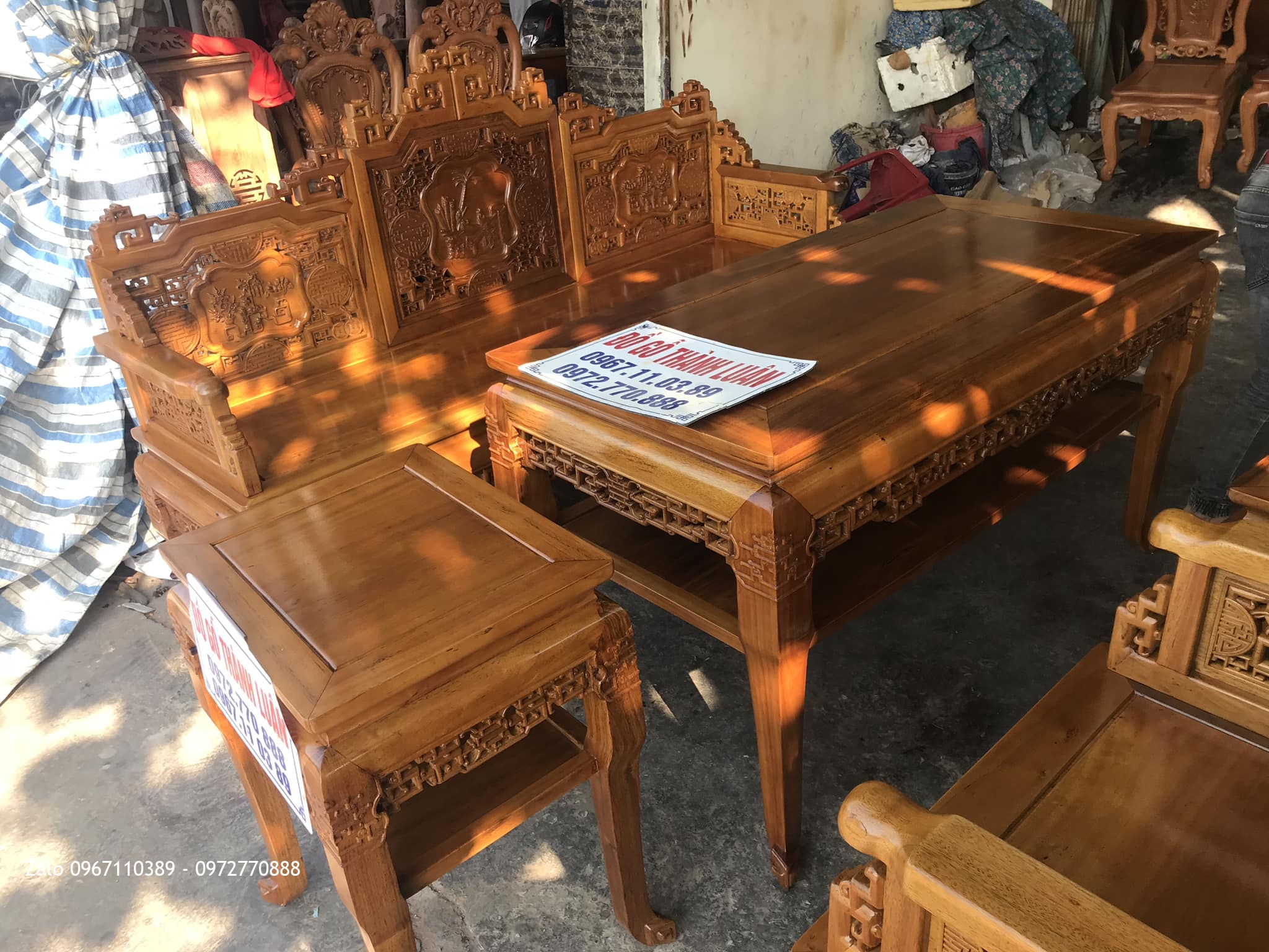 Bộ Trường Kỷ Huế Đục Cỗ Đồ Gỗ Gụ 6 Món. Khách Dương Nội Hà Đông.