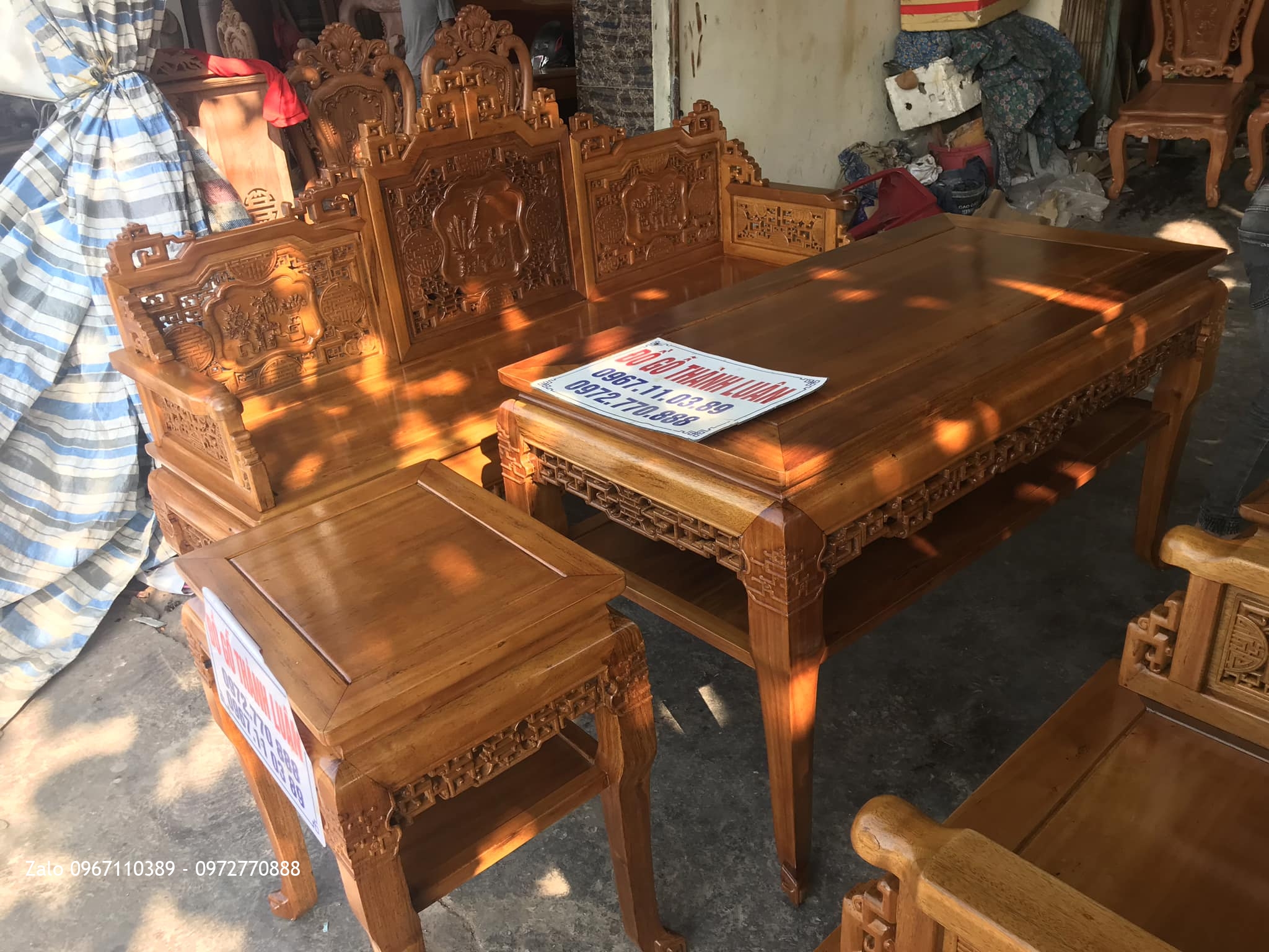 Bộ Trường Kỷ Huế Đục Cỗ Đồ Gỗ Gụ 6 Món. Khách Dương Nội Hà Đông.