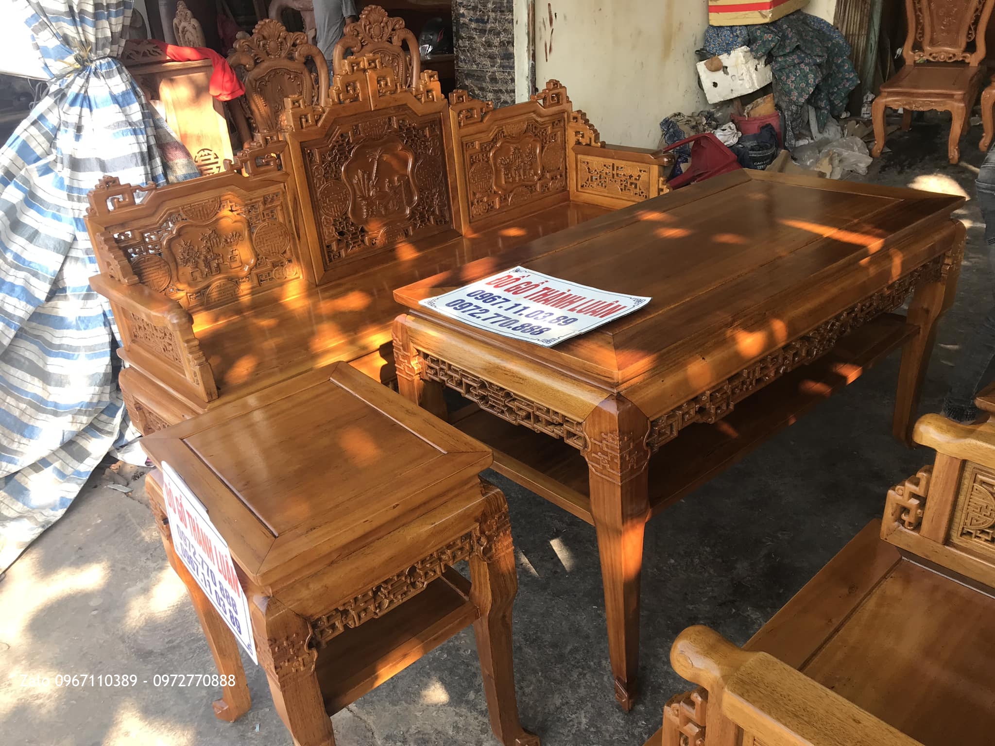 Bộ Trường Kỷ Huế Đục Cỗ Đồ Gỗ Gụ 6 Món. Khách Dương Nội Hà Đông.