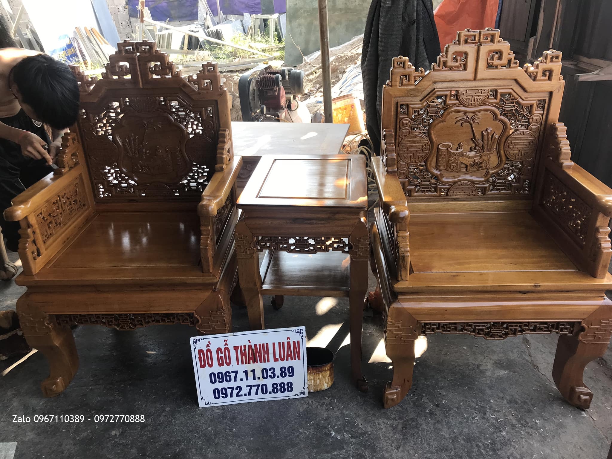 Bộ Trường Kỷ Huế Đục Cỗ Đồ Gỗ Gụ 6 Món. Khách Dương Nội Hà Đông.: