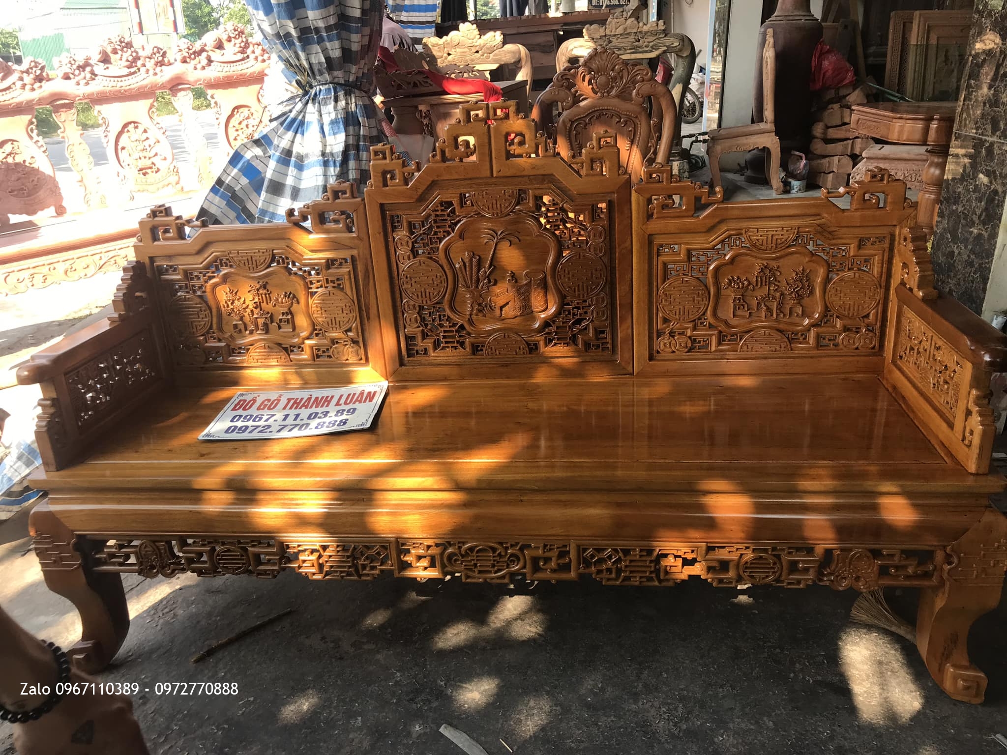 Bộ Trường Kỷ Huế Đục Cỗ Đồ Gỗ Gụ 6 Món. Khách Dương Nội Hà Đông.: