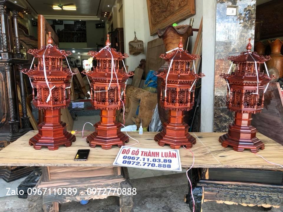 èn Gỗ Hương Đỏ cao 75cm