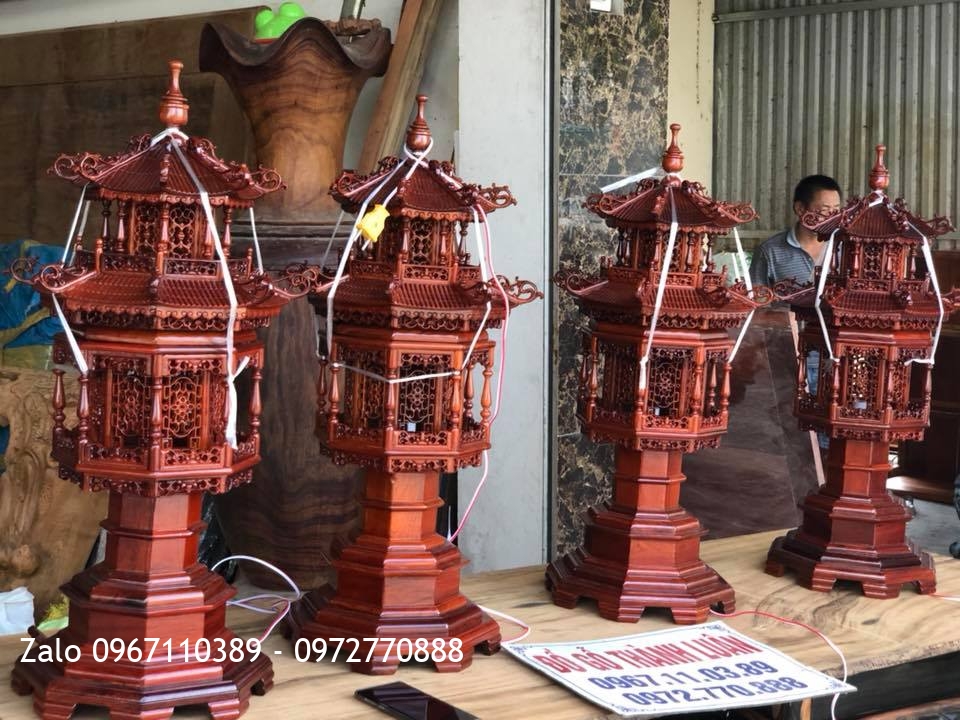 èn Gỗ Hương Đỏ cao 75cm