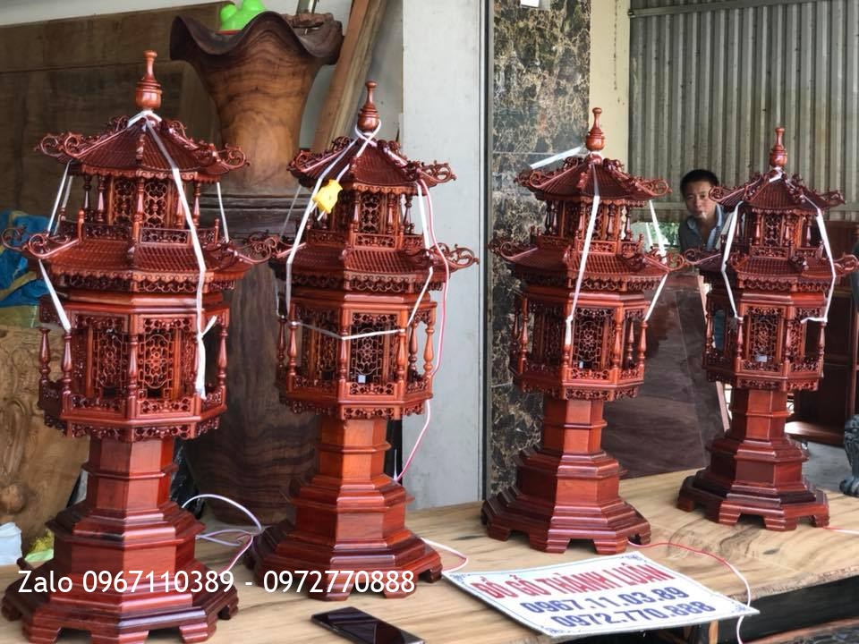 èn Gỗ Hương Đỏ cao 75cm