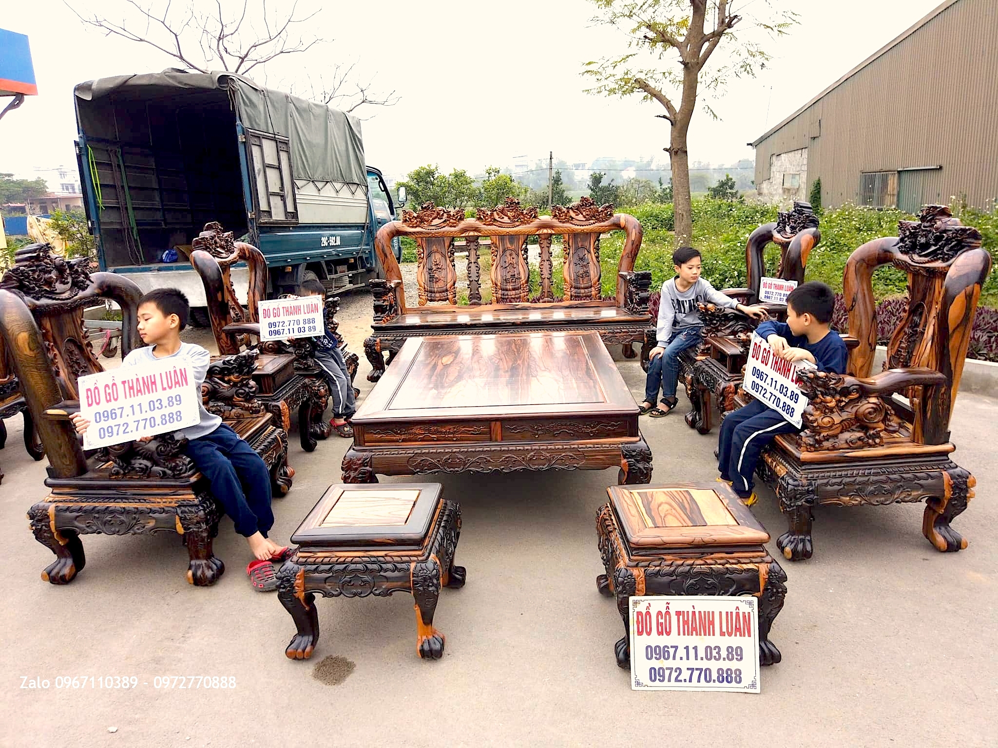 Bộ Ghế Minh Nghê Gỗ Mun Cột 13 và Bàn Ghế Ăn Gỗ Mun. Chị Lý Phạm Văn Đồng HN