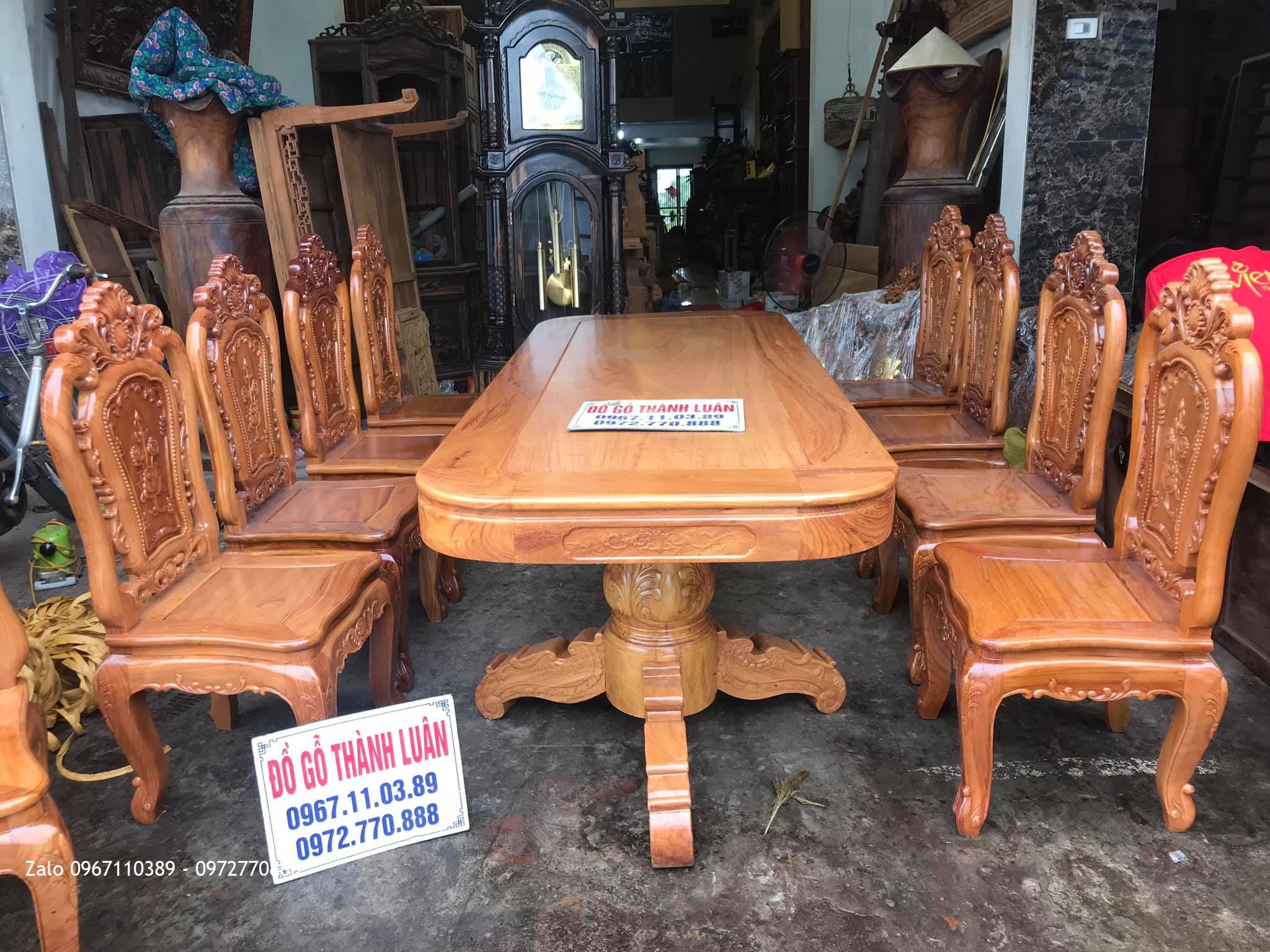 Bộ Bàn Ghế Ăn Mẫu Hoa Lan Tây Gỗ Gõ Đỏ. Anh Chí Vũng Tàu