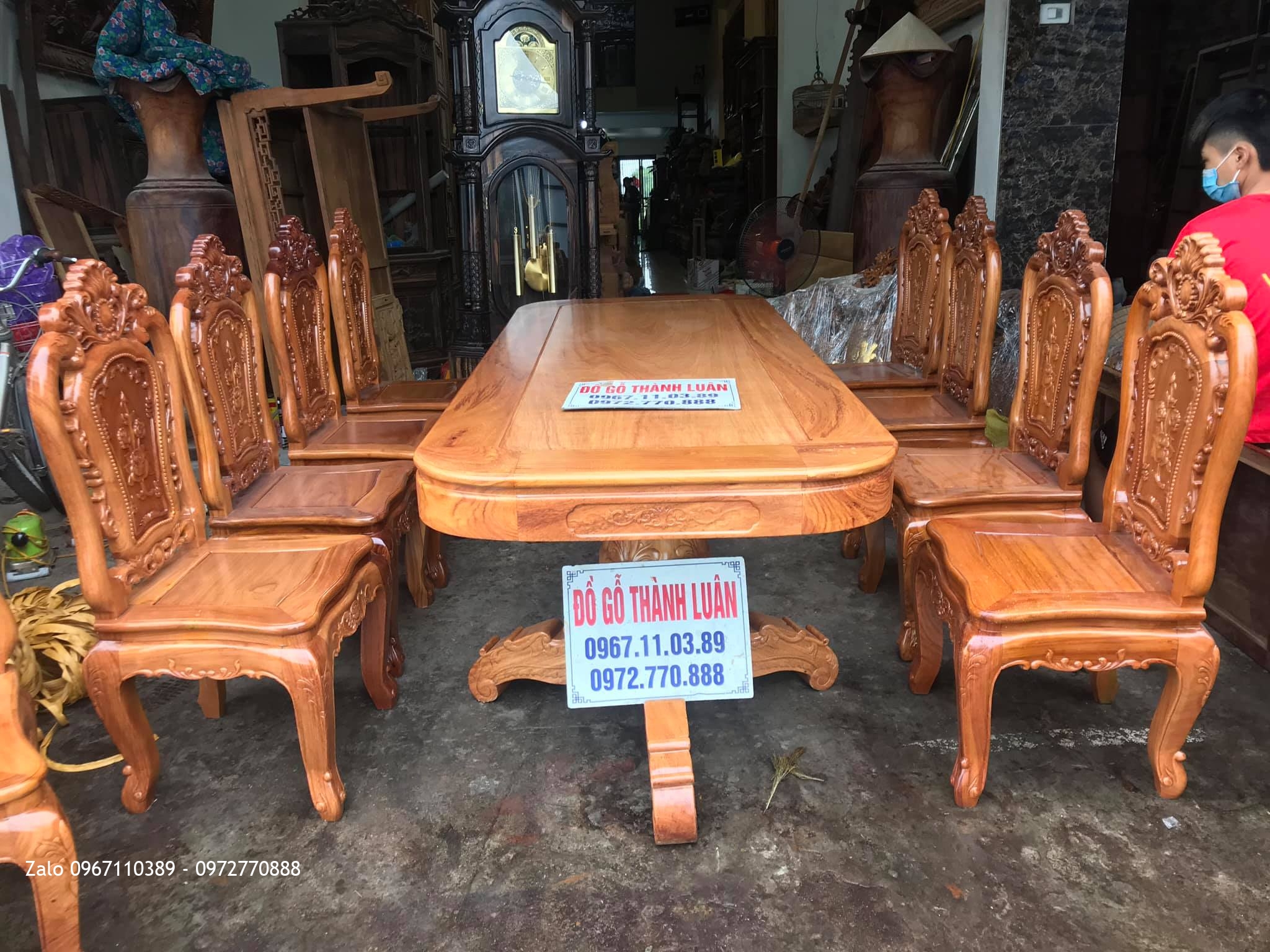 Bộ Bàn Ghế Ăn Mẫu Hoa Lan Tây Gỗ Gõ Đỏ. Anh Chí Vũng Tàu