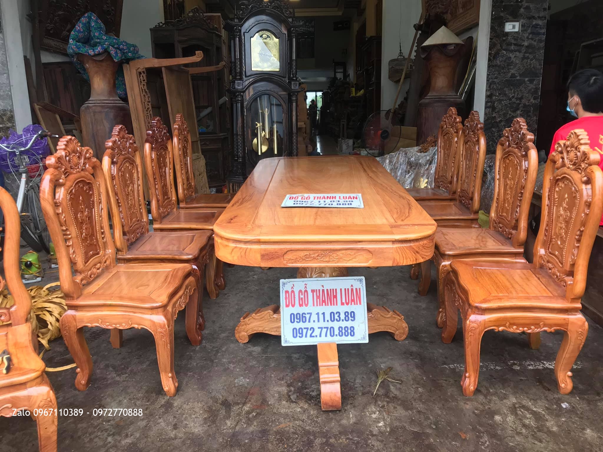 Bộ Bàn Ghế Ăn Mẫu Hoa Lan Tây Gỗ Gõ Đỏ. Anh Chí Vũng Tàu