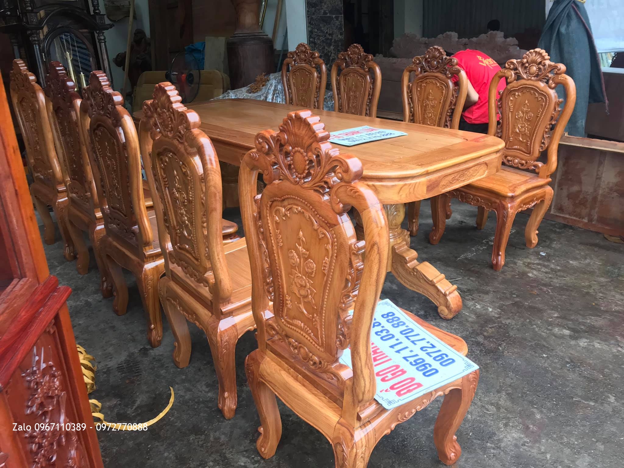 Bộ Bàn Ghế Ăn Mẫu Hoa Lan Tây Gỗ Gõ Đỏ. Anh Chí Vũng Tàu,