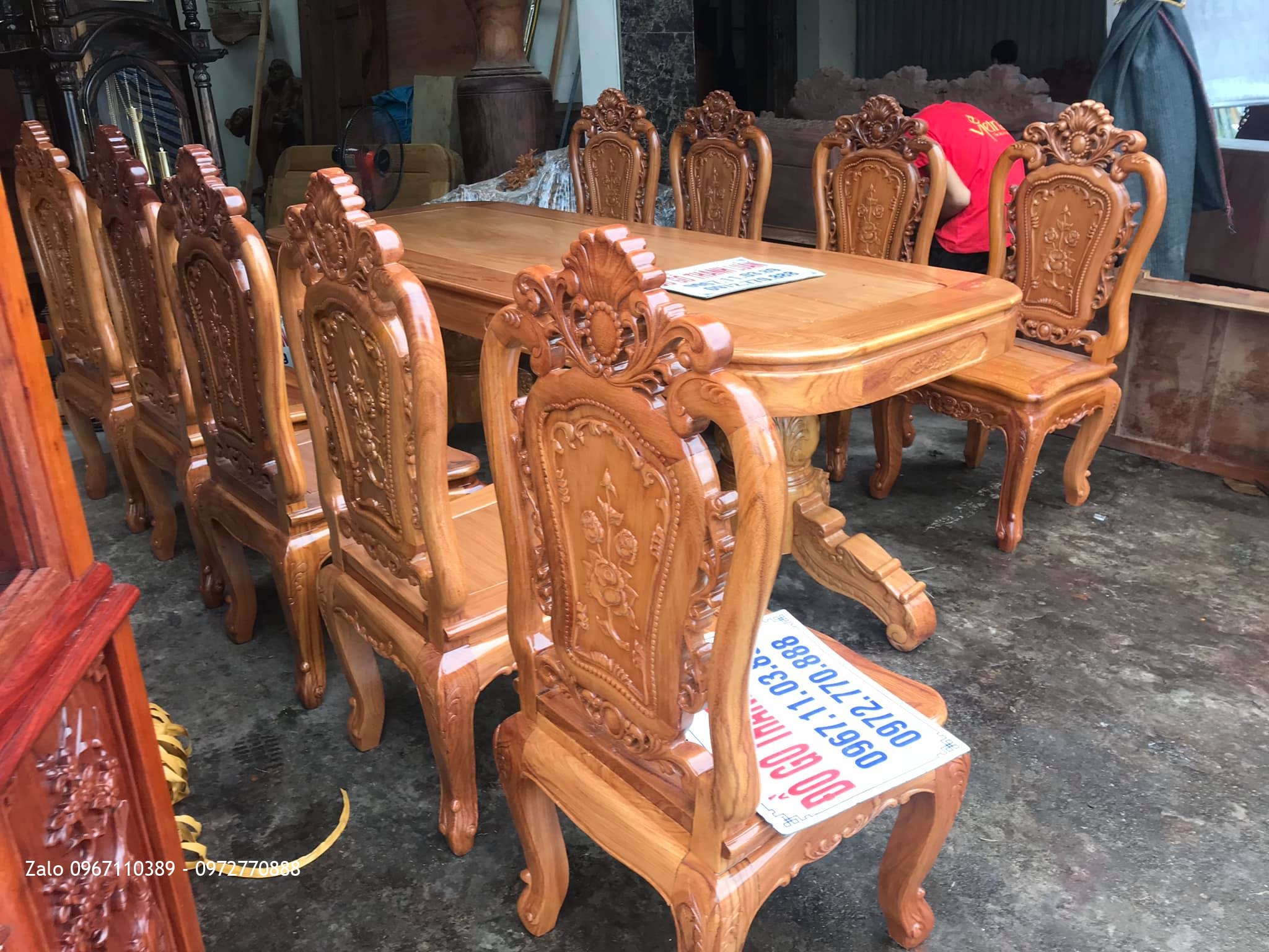 Bộ Bàn Ghế Ăn Mẫu Hoa Lan Tây Gỗ Gõ Đỏ. Anh Chí Vũng Tàu,