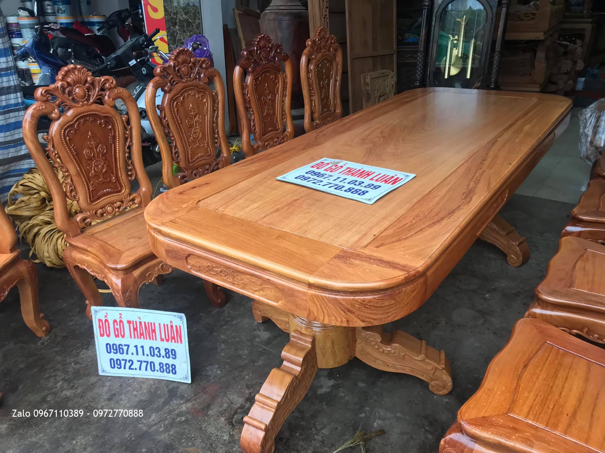 Bộ Bàn Ghế Ăn Mẫu Hoa Lan Tây Gỗ Gõ Đỏ. Anh Chí Vũng Tàu.