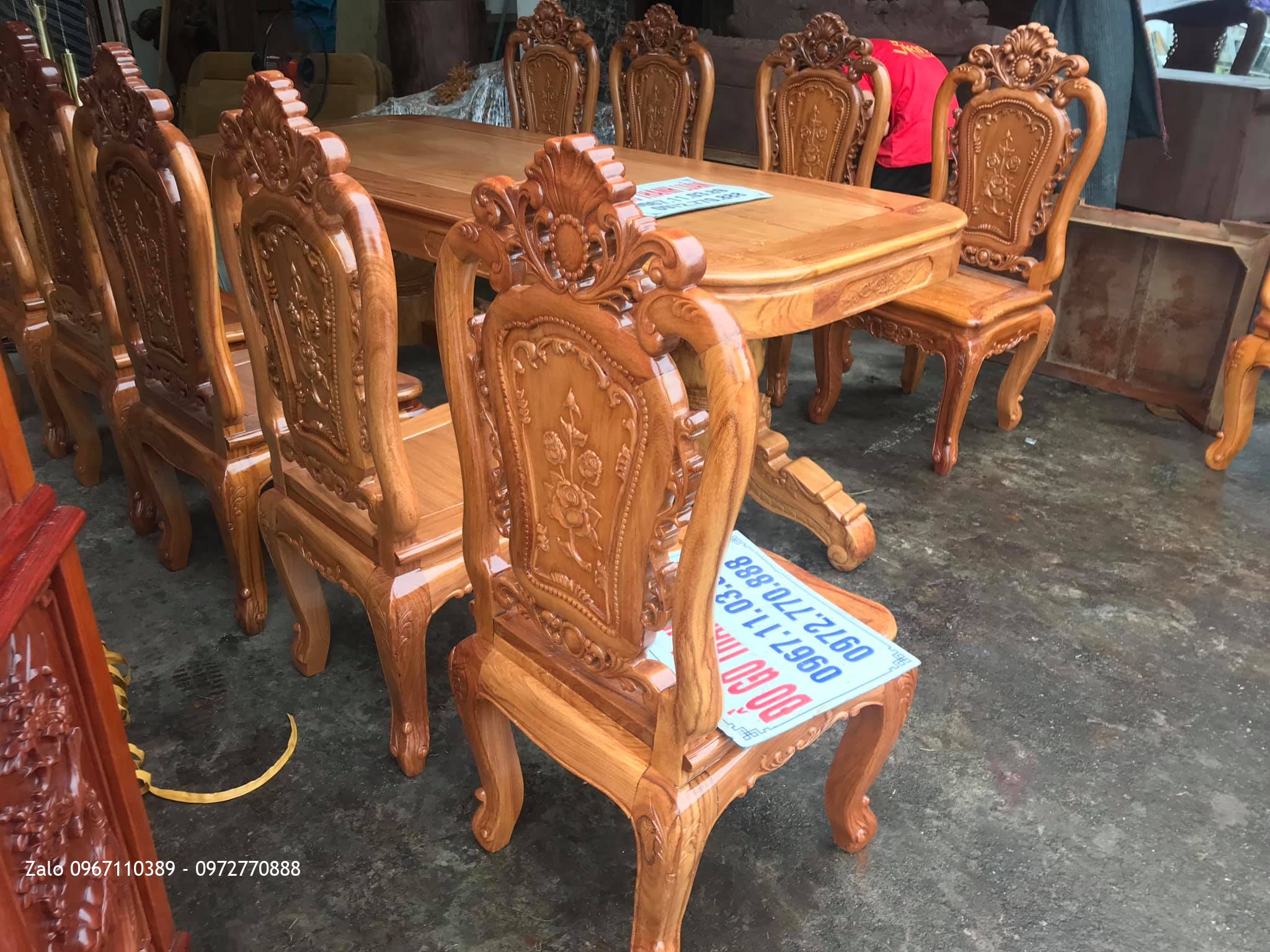 Bộ Bàn Ghế Ăn Mẫu Hoa Lan Tây Gỗ Gõ Đỏ. Anh Chí Vũng Tàu..
