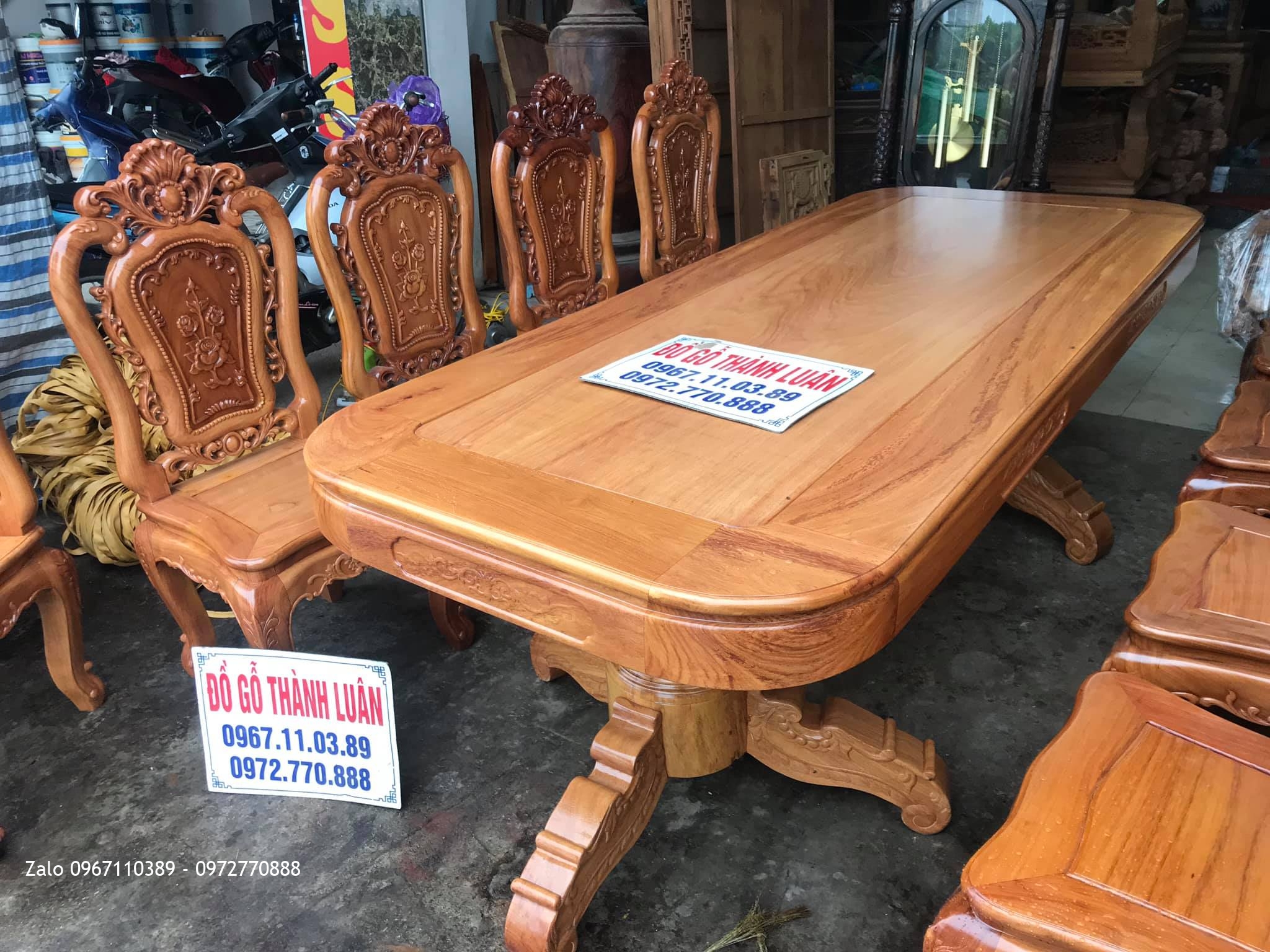 Bộ Bàn Ghế Ăn Mẫu Hoa Lan Tây Gỗ Gõ Đỏ. Anh Chí Vũng Tàu.