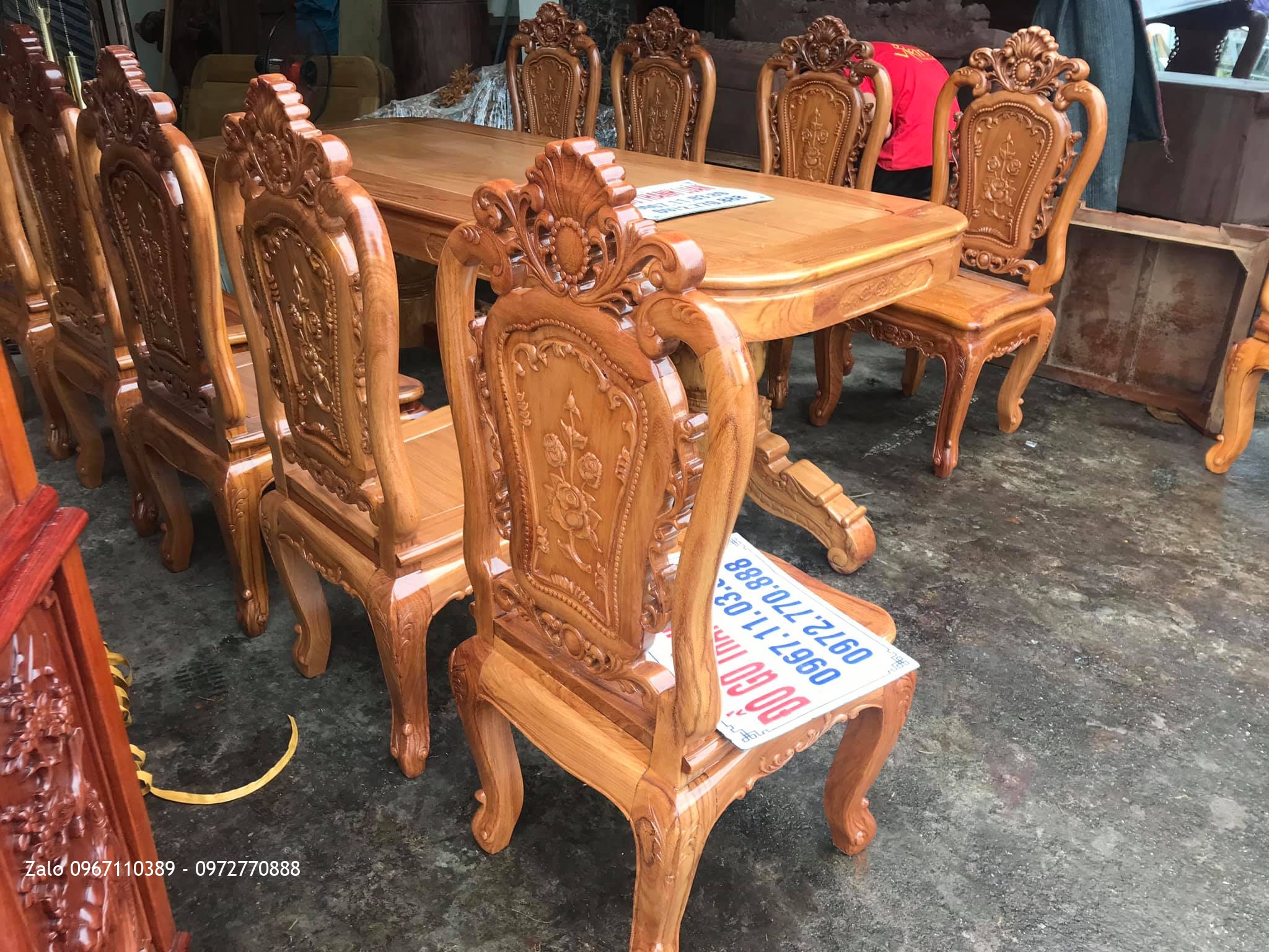 Bộ Bàn Ghế Ăn Mẫu Hoa Lan Tây Gỗ Gõ Đỏ. Anh Chí Vũng Tàu: