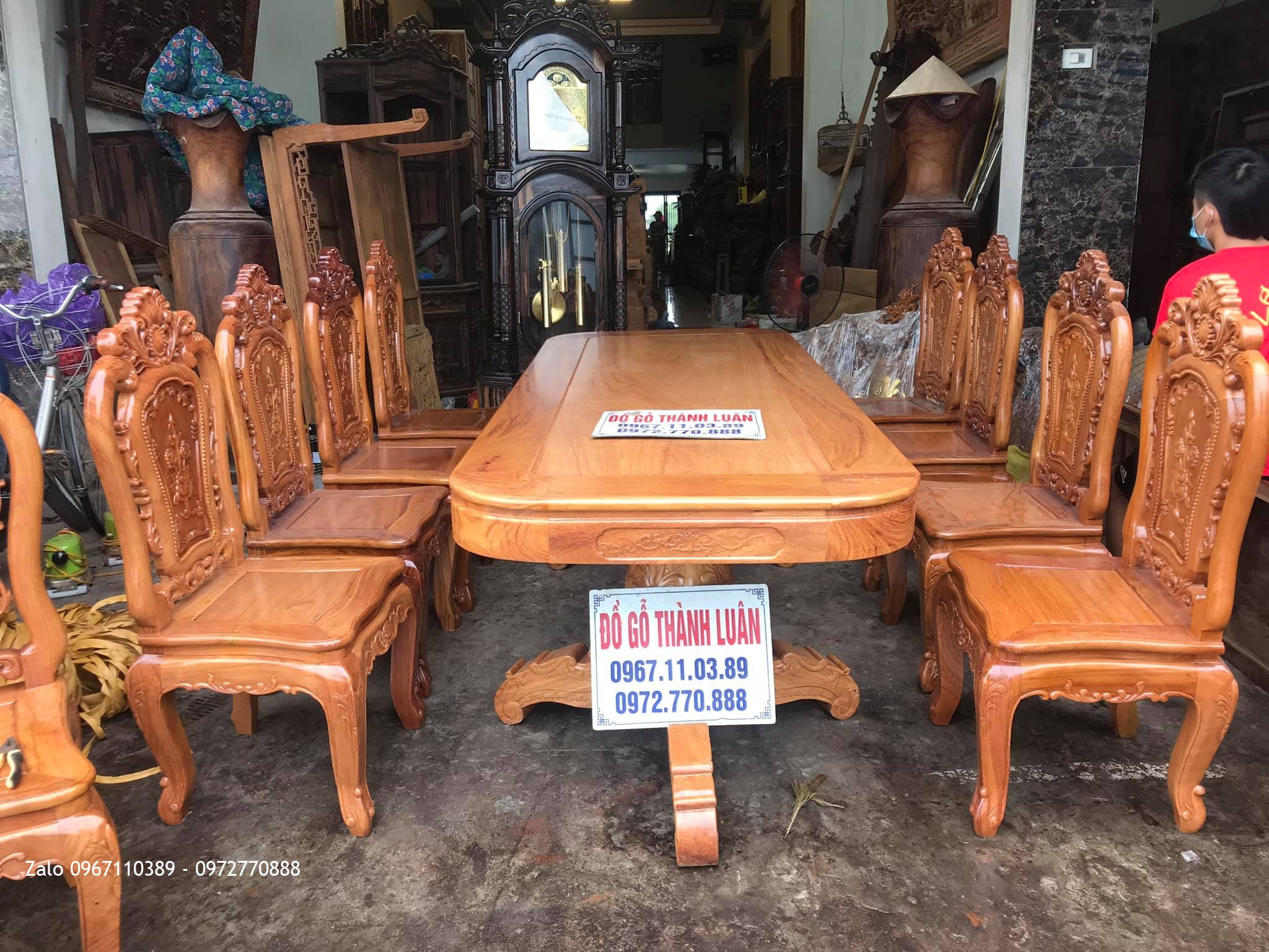 Bộ Bàn Ghế Ăn Mẫu Hoa Lan Tây Gỗ Gõ Đỏ. Anh Chí Vũng Tàu::