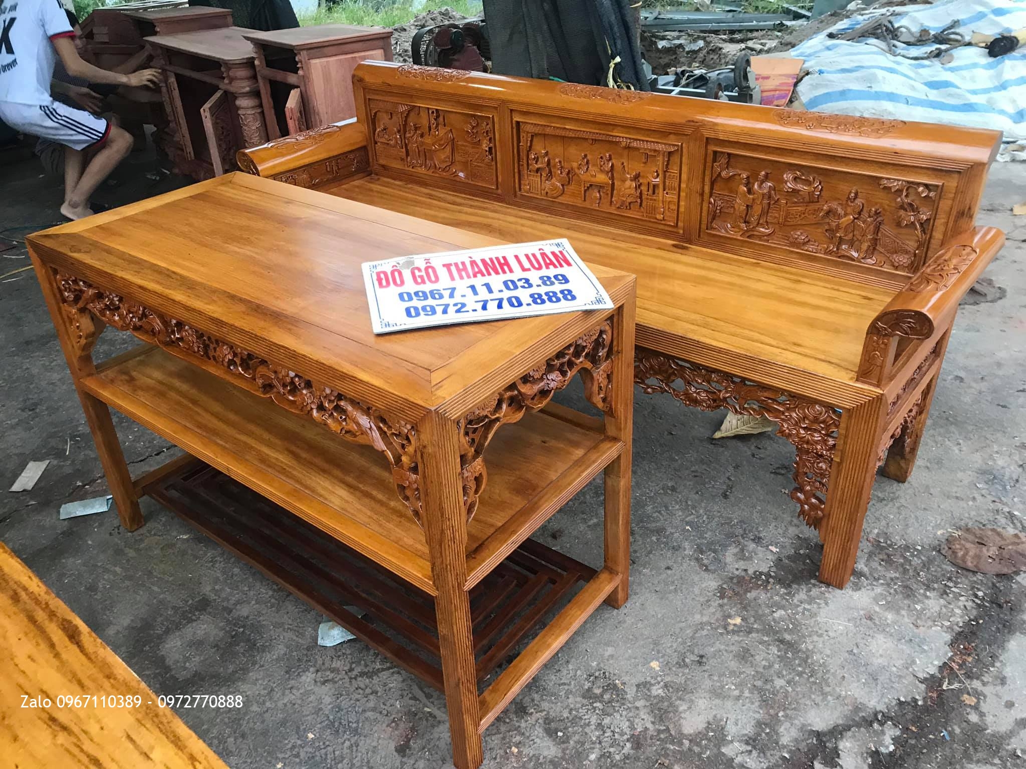 Bộ Trường Kỷ Tích Tam Quốc Gỗ Gụ. A Biên Tại Ý Yên Nam Định.