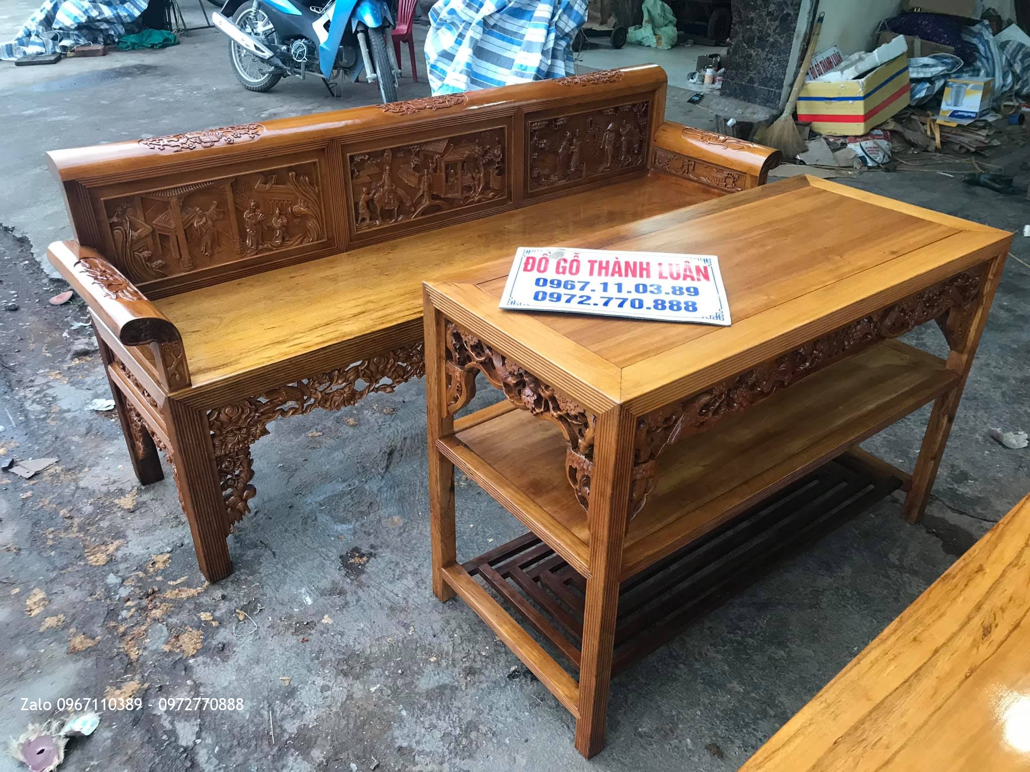 Bộ Trường Kỷ Tích Tam Quốc Gỗ Gụ. A Biên Tại Ý Yên Nam Định.