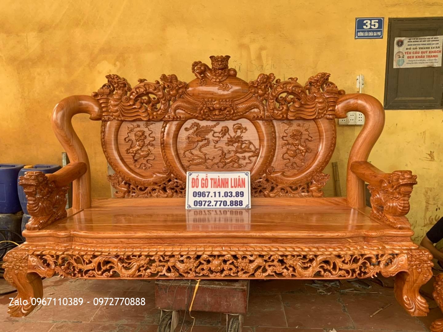 Bộ Ghế Nghê Bảo Đỉnh Gỗ Hương Đá cột 12 chân 14 10 món. A Tuyến Vũng Tàu::.
